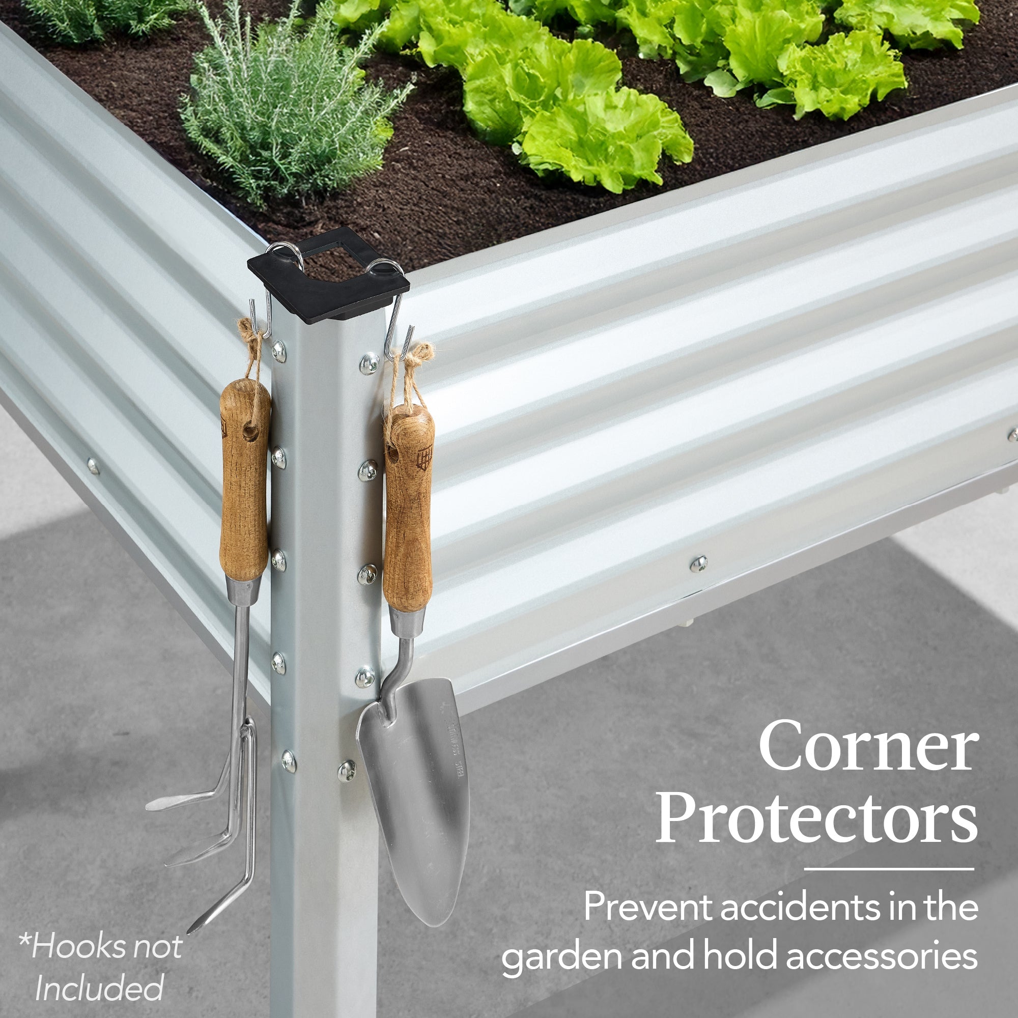 Elevated Galvanized Metal Garden Bed w/ Corner Protectors - 48x24x30in