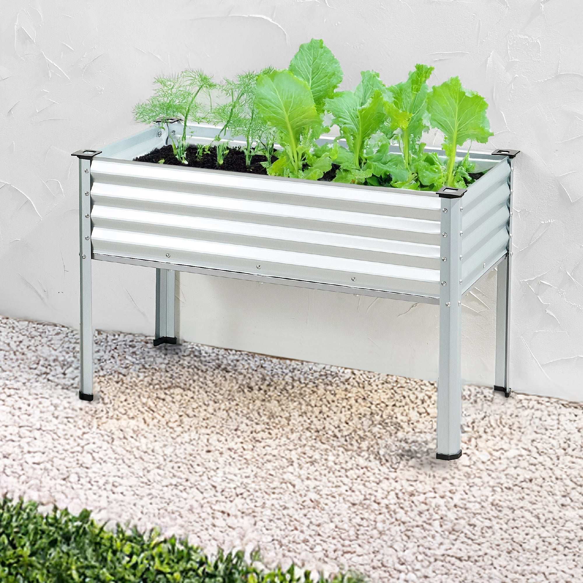 Elevated Galvanized Metal Garden Bed w/ Corner Protectors - 48x24x30in