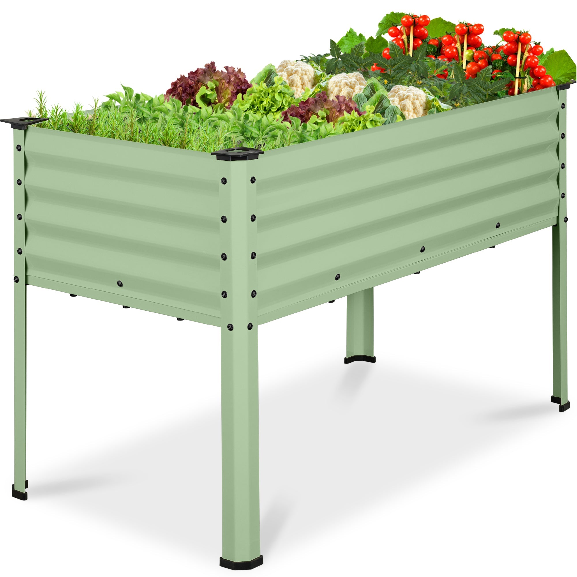 Elevated Galvanized Metal Garden Bed w/ Corner Protectors - 48x24x30in