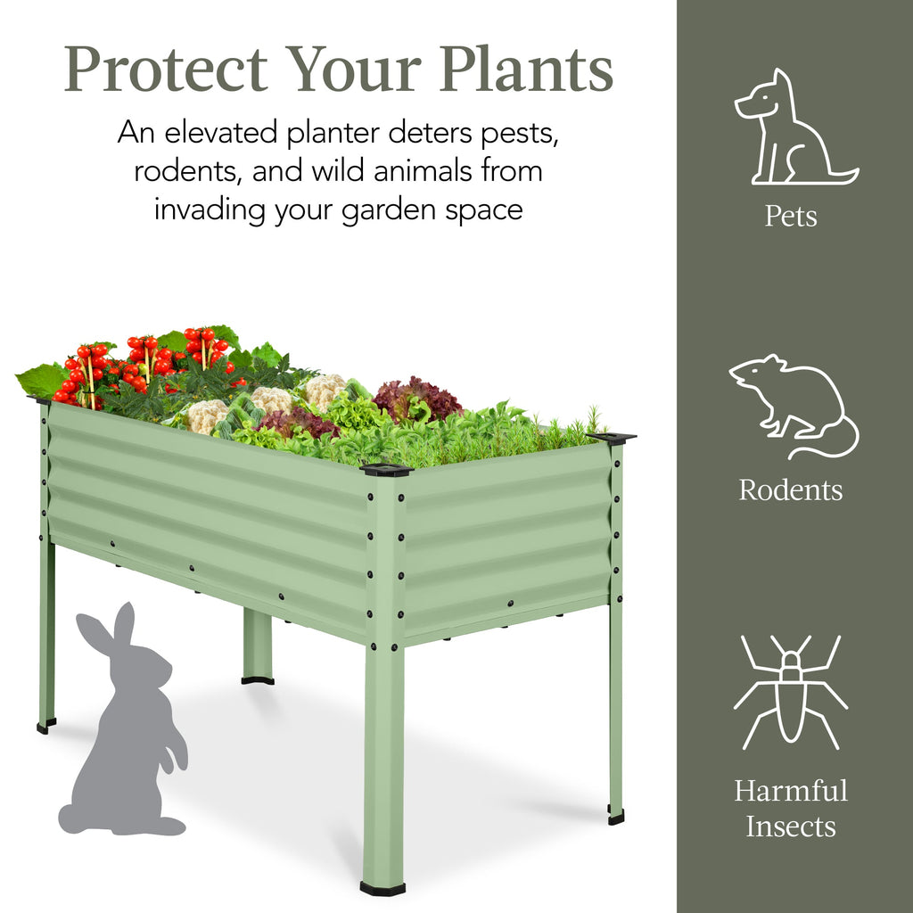 Elevated Galvanized Metal Garden Bed w/ Corner Protectors - 48x24x30in