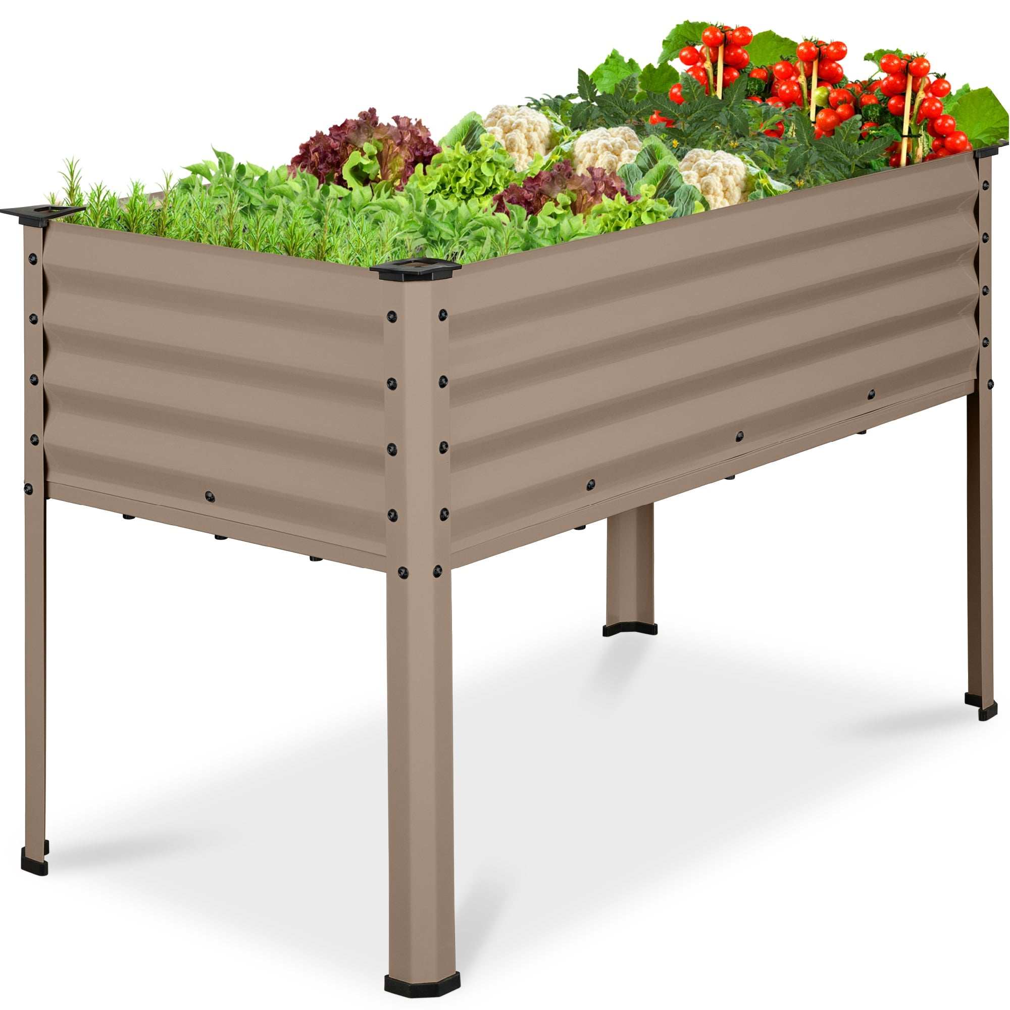 Elevated Galvanized Metal Garden Bed w/ Corner Protectors - 48x24x30in