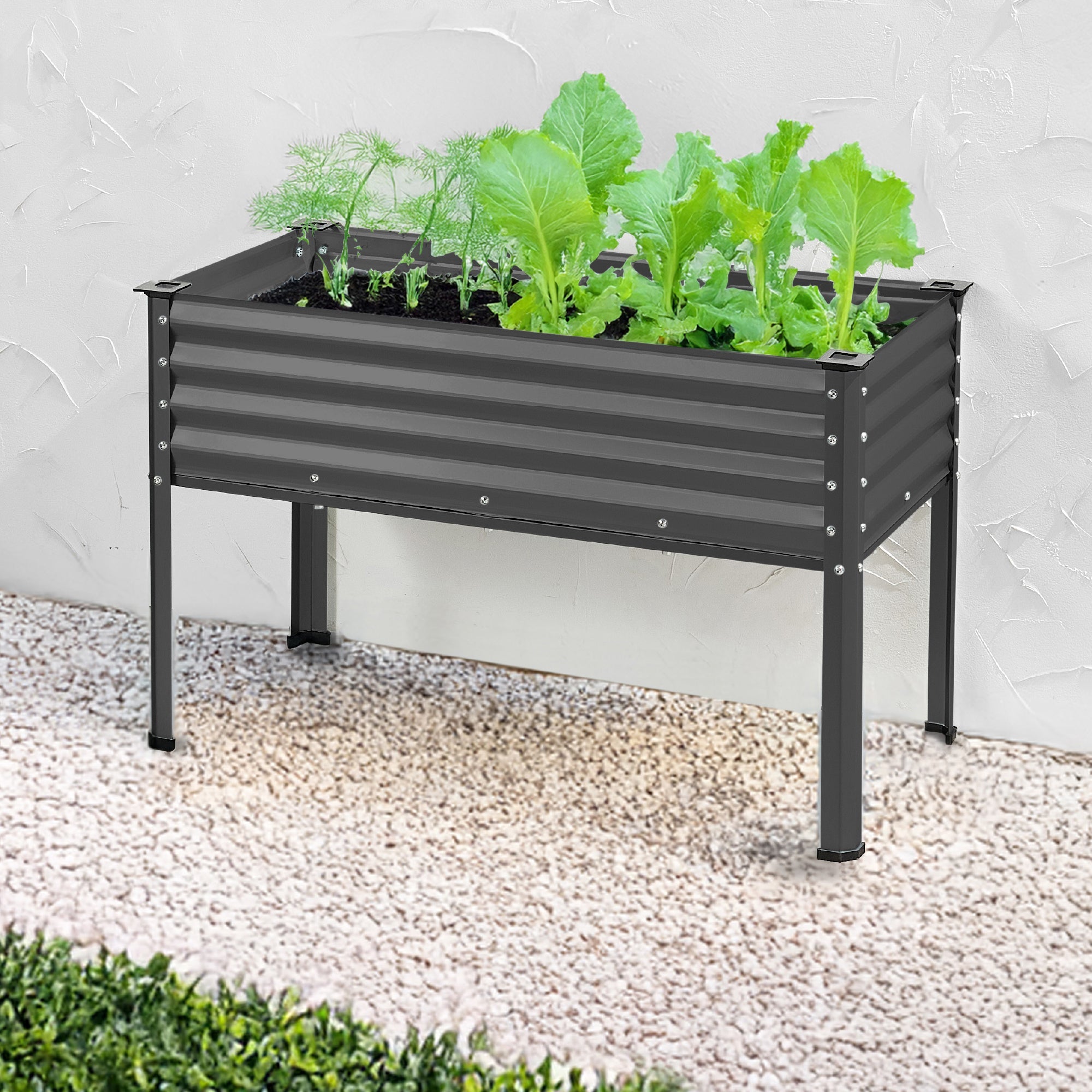 Elevated Galvanized Metal Garden Bed w/ Corner Protectors - 48x24x30in