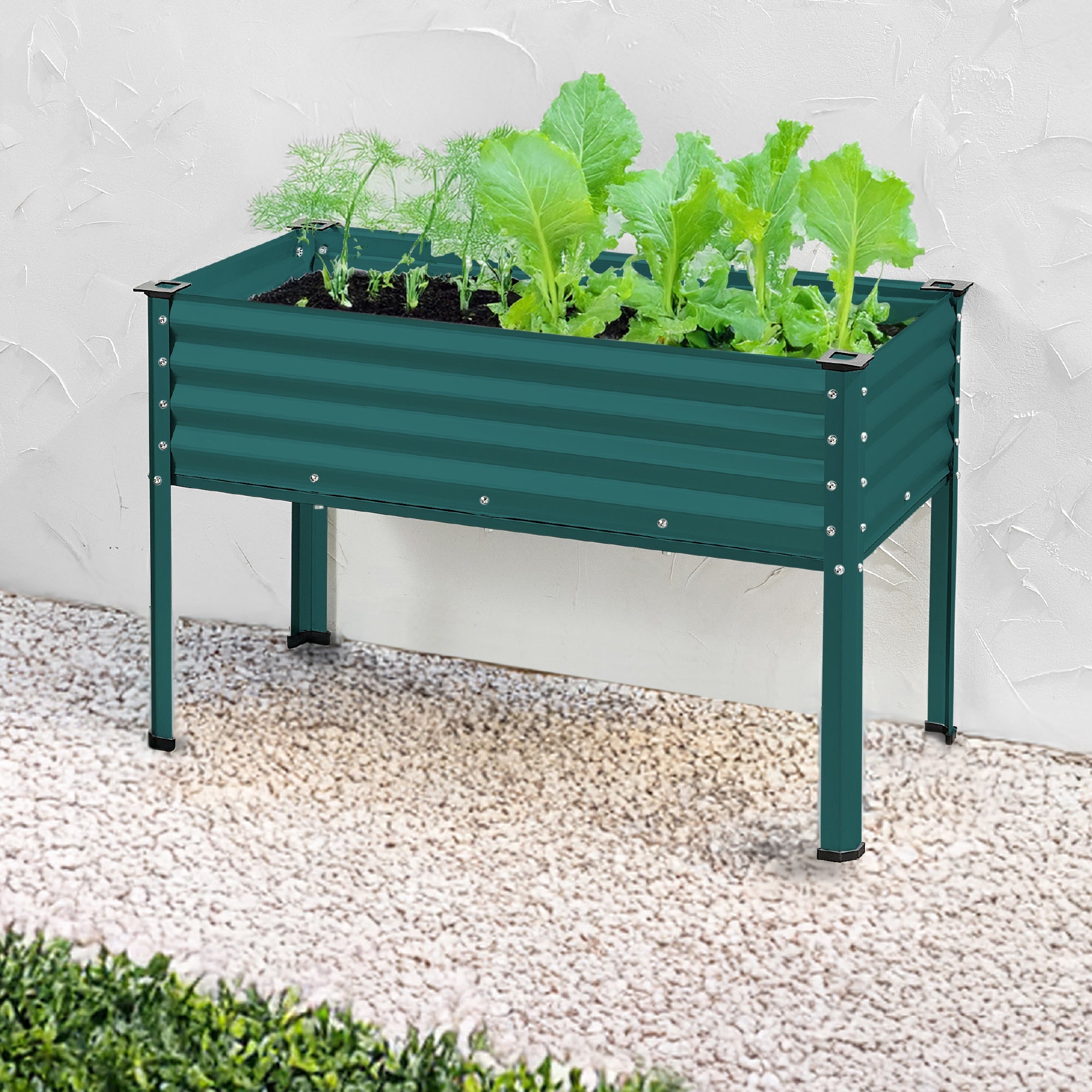 Elevated Galvanized Metal Garden Bed w/ Corner Protectors - 48x24x30in