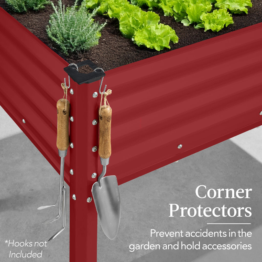 Elevated Galvanized Metal Garden Bed w/ Corner Protectors - 48x24x30in