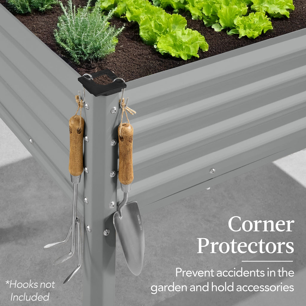 Elevated Galvanized Metal Garden Bed w/ Corner Protectors - 48x24x30in