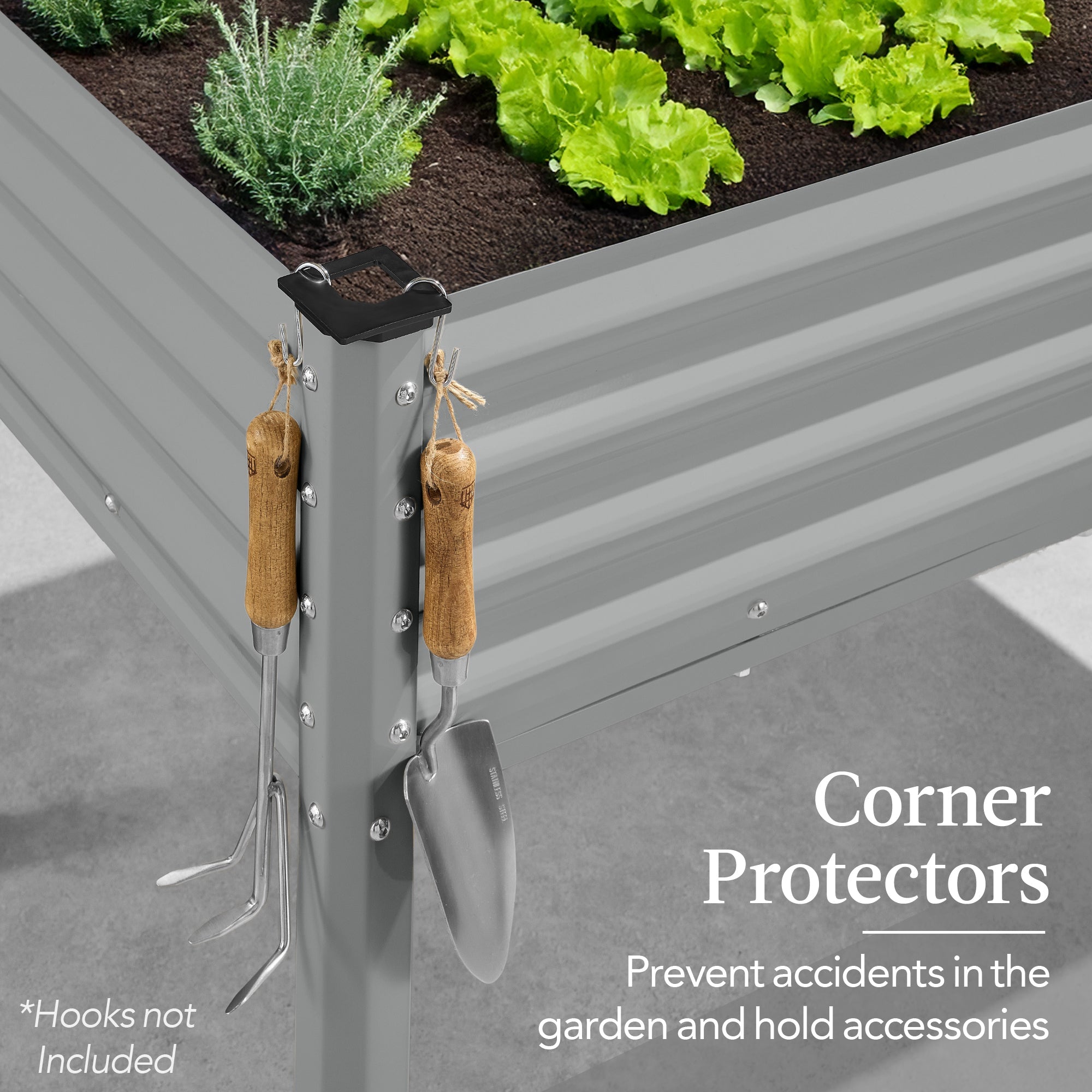 Elevated Galvanized Metal Garden Bed w/ Corner Protectors - 48x24x30in