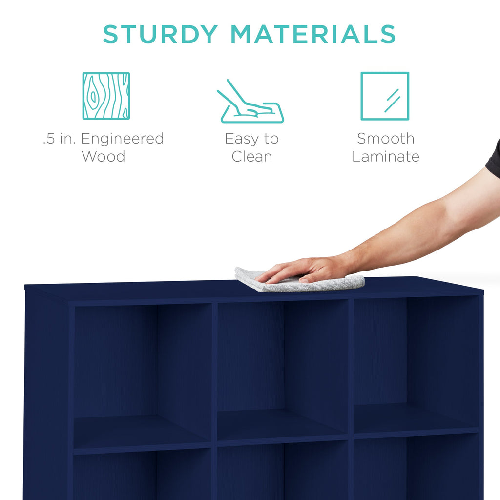 9-Cube Bookshelf Storage Display w/ 3 Removable Panels, Customizable Design