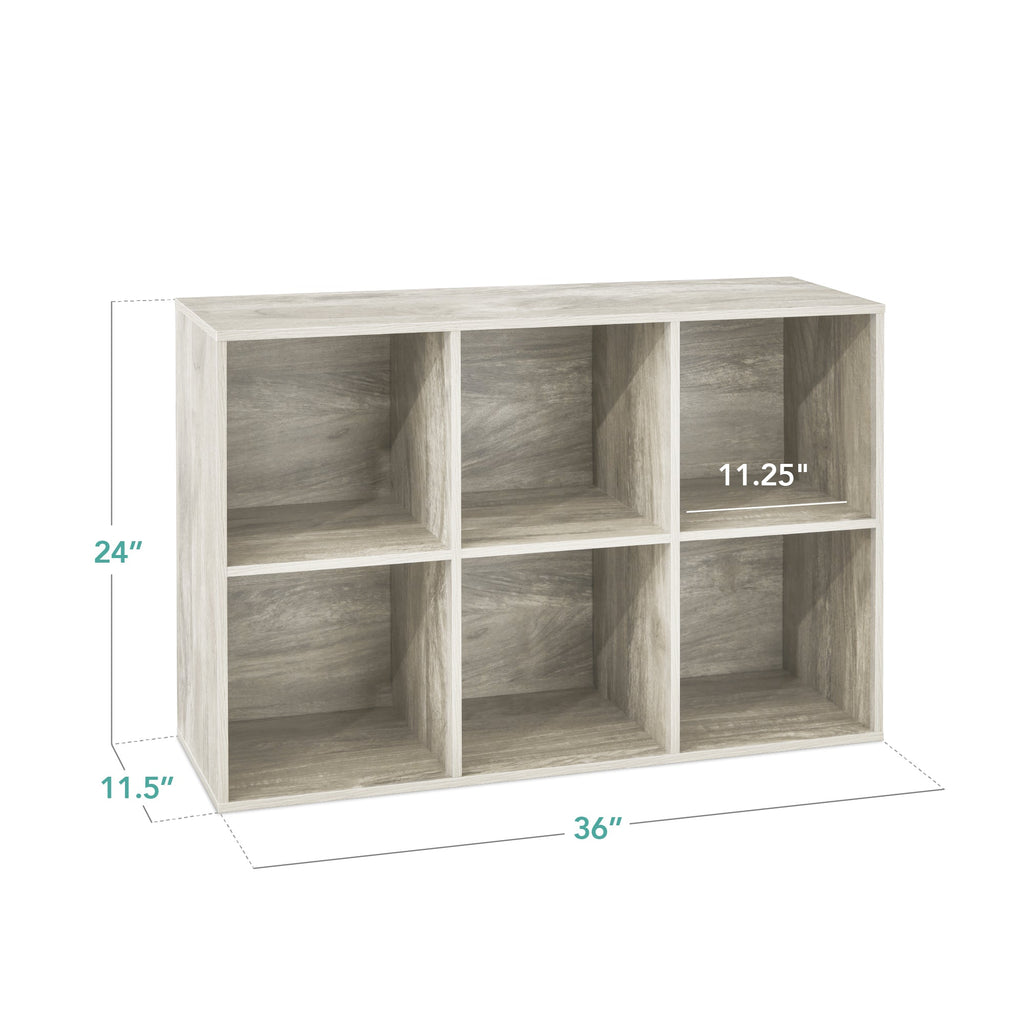 6-Cube Bookshelf, 11in Storage Display w/ Removable Panels, Customizable