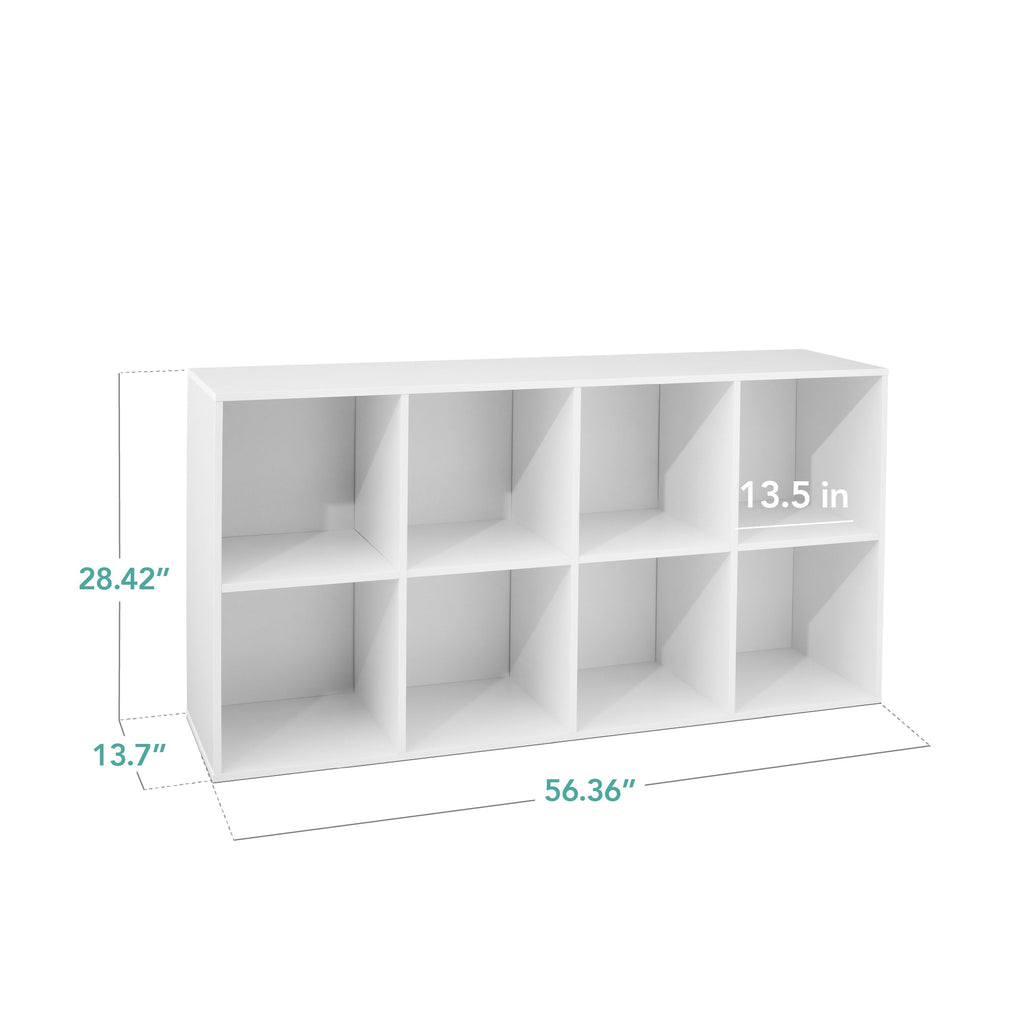 8-Cube Bookshelf, 13.5in Storage Display w/ Removable Panels, Customizable