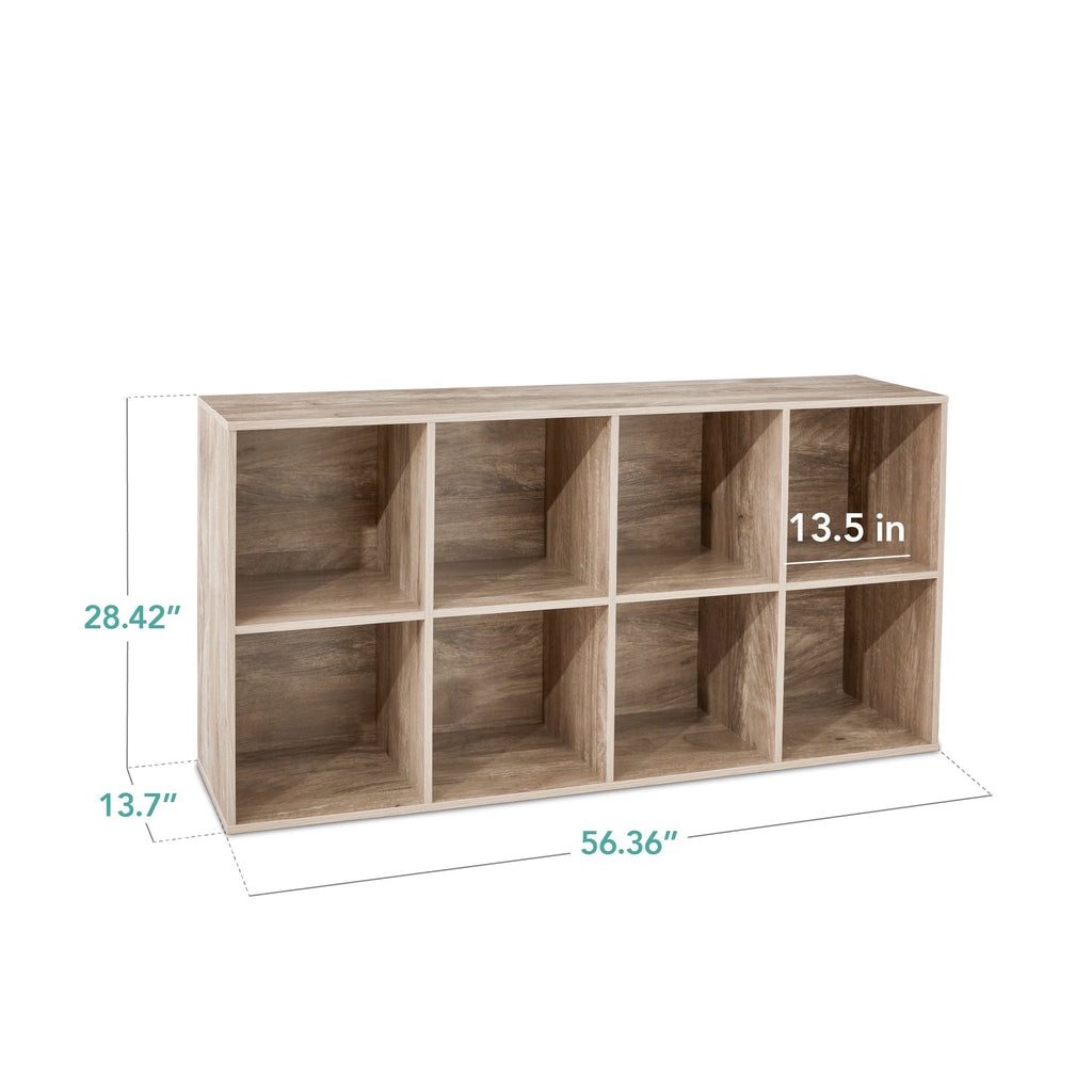 8-Cube Bookshelf, 13.5in Storage Display w/ Removable Panels, Customizable