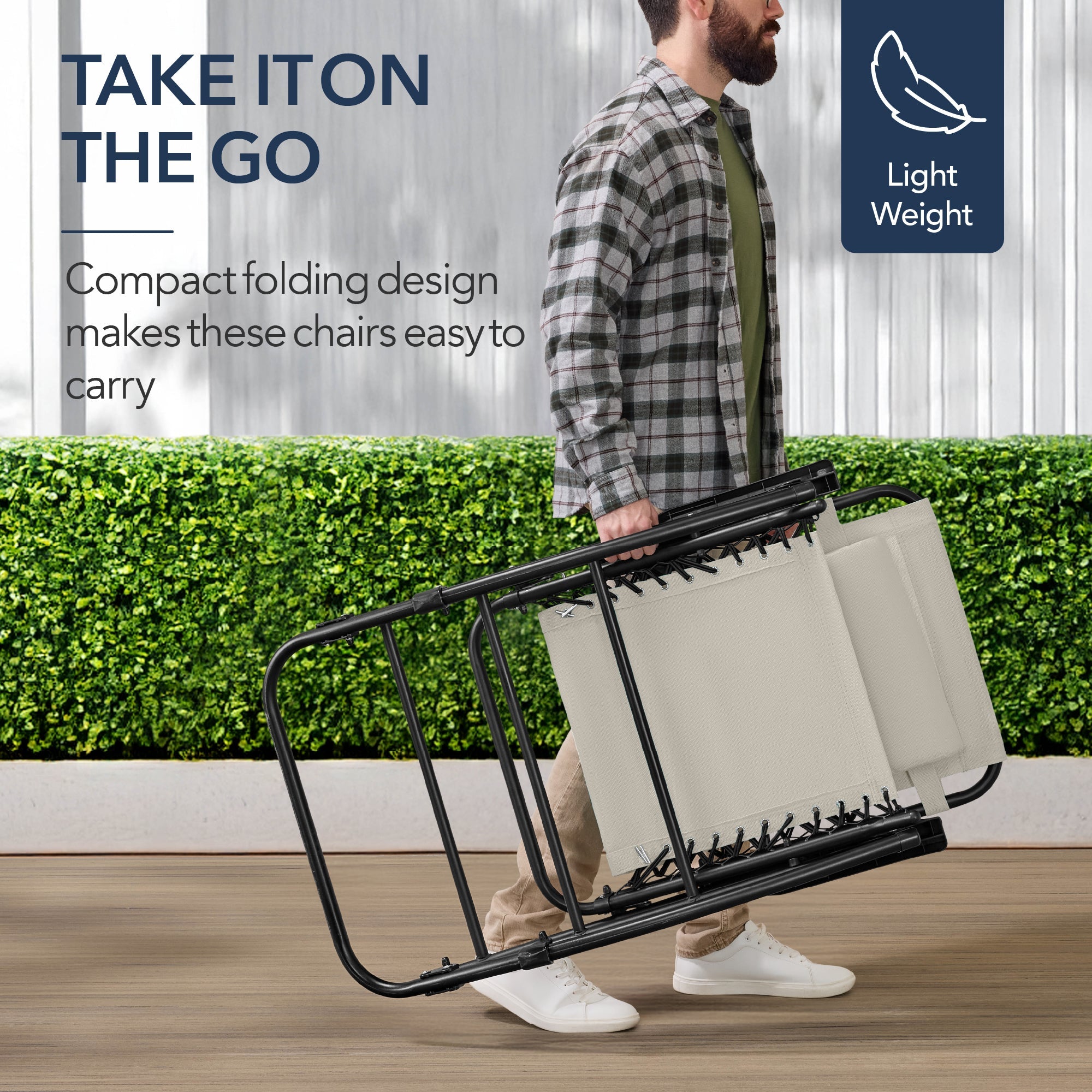 Folding Outdoor Zero Gravity Rocking Lounge Chair w/ Headrest Pillow