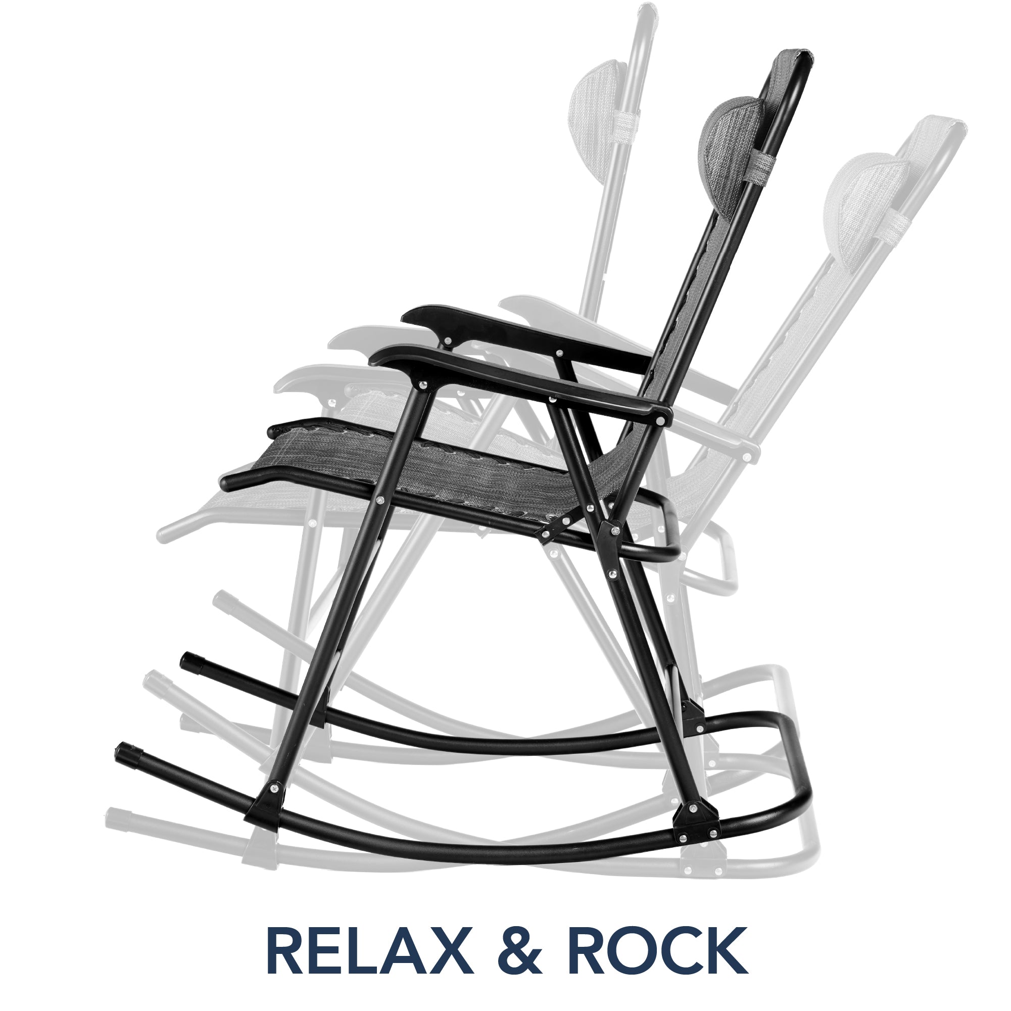 Folding Outdoor Zero Gravity Rocking Lounge Chair w/ Headrest Pillow