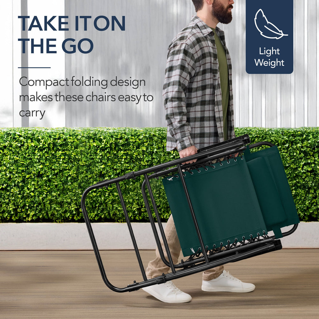 Folding Outdoor Zero Gravity Rocking Lounge Chair w/ Headrest Pillow