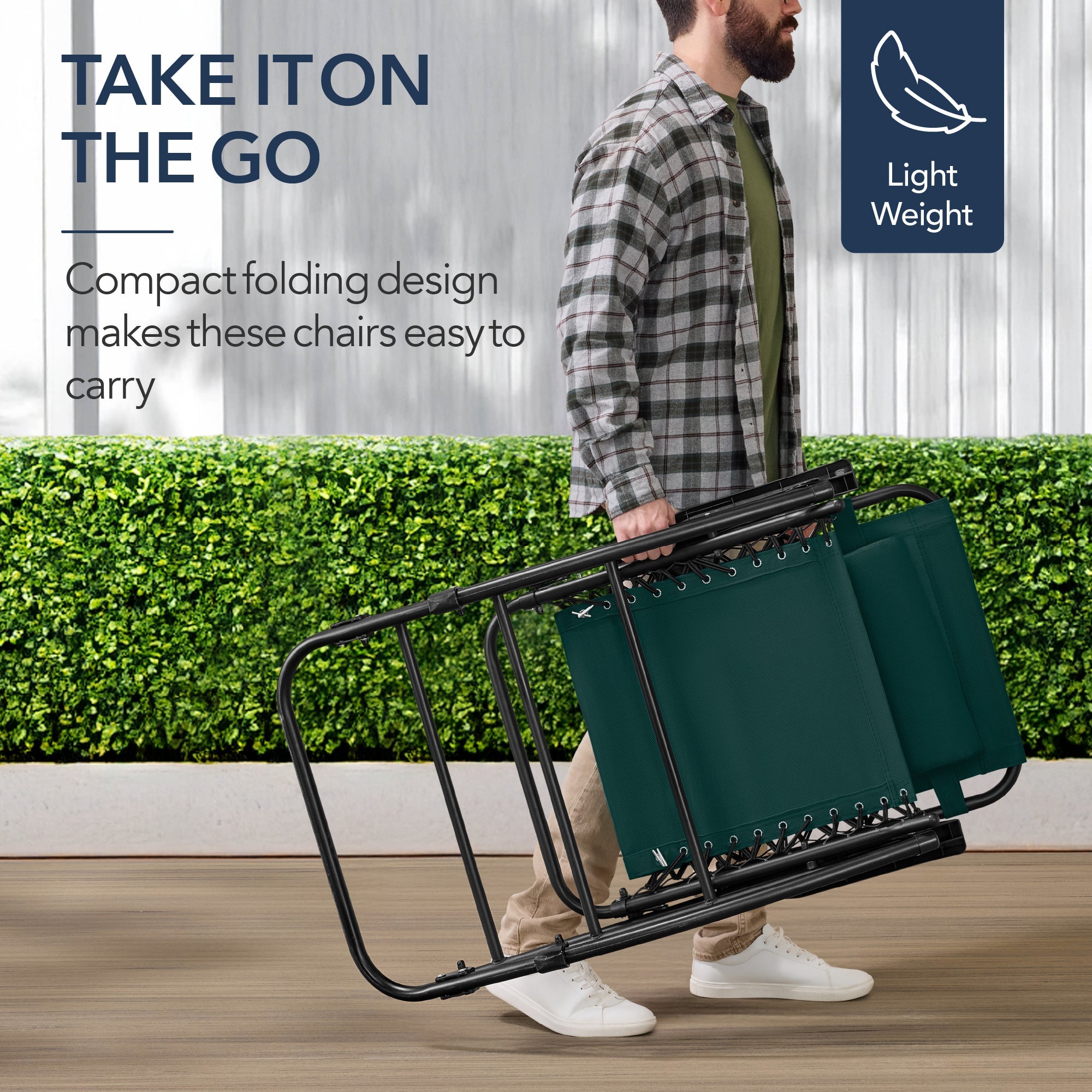 Folding Outdoor Zero Gravity Rocking Lounge Chair w/ Headrest Pillow