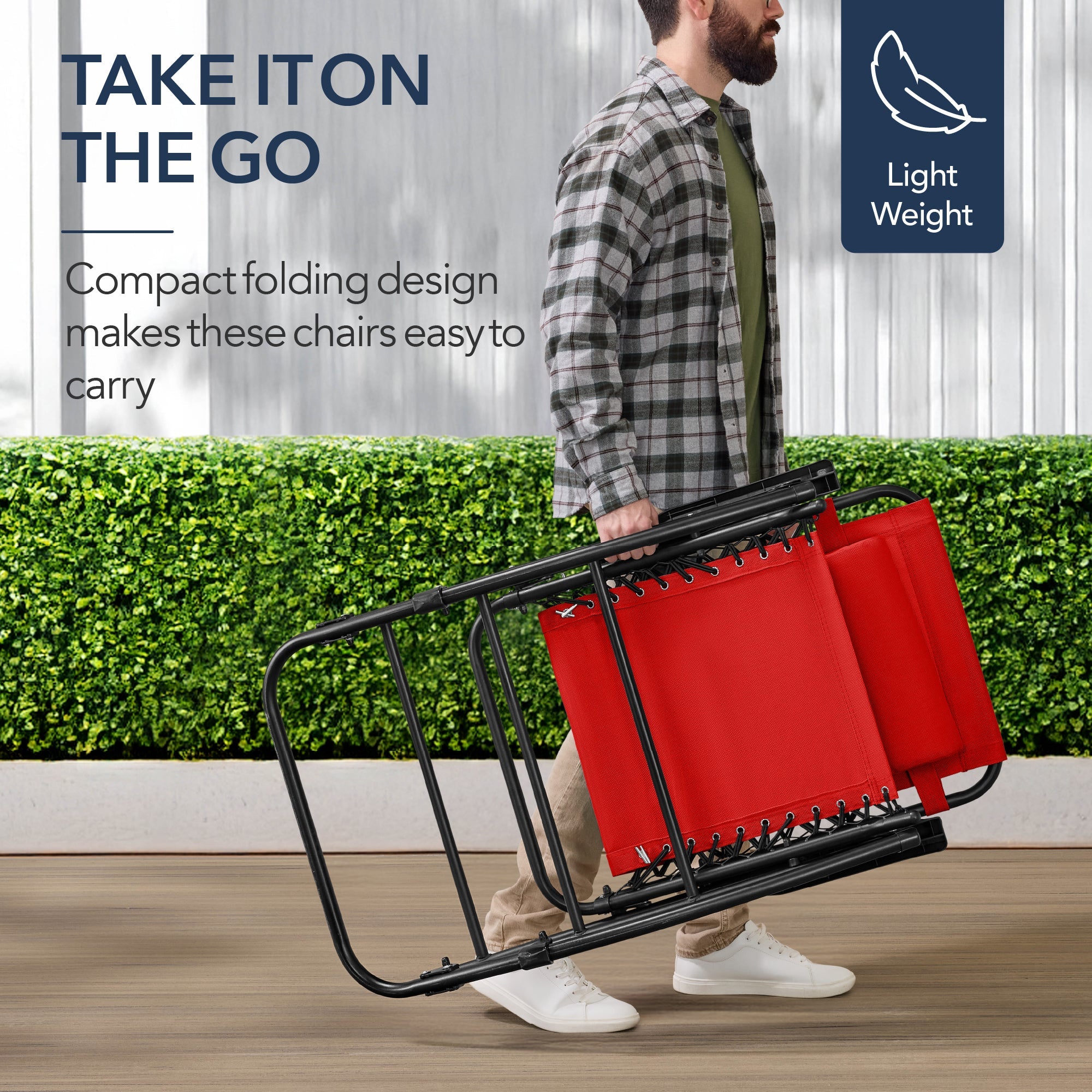 Folding Outdoor Zero Gravity Rocking Lounge Chair w/ Headrest Pillow