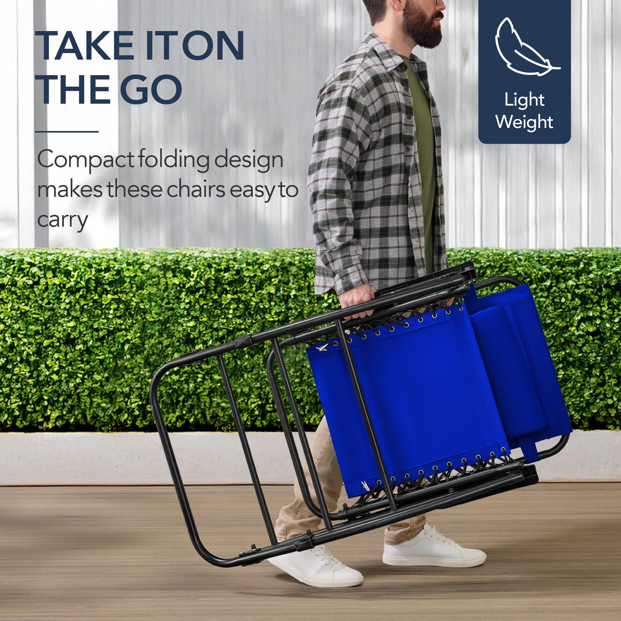 Folding Outdoor Zero Gravity Rocking Lounge Chair w/ Headrest Pillow