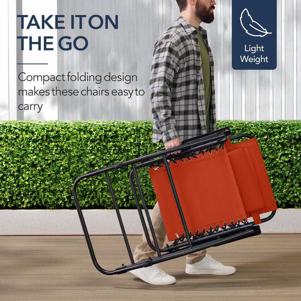 Folding Outdoor Zero Gravity Rocking Lounge Chair w/ Headrest Pillow