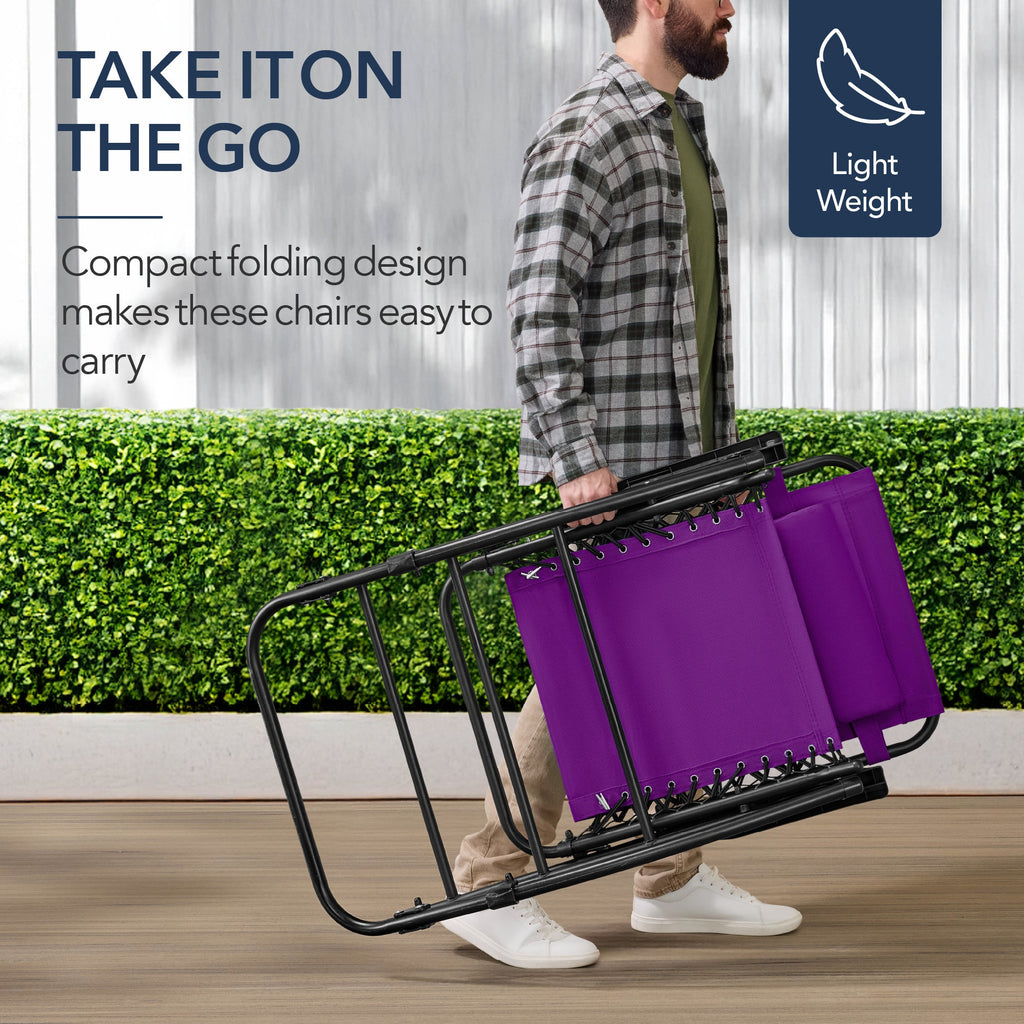 Folding Outdoor Zero Gravity Rocking Lounge Chair w/ Headrest Pillow