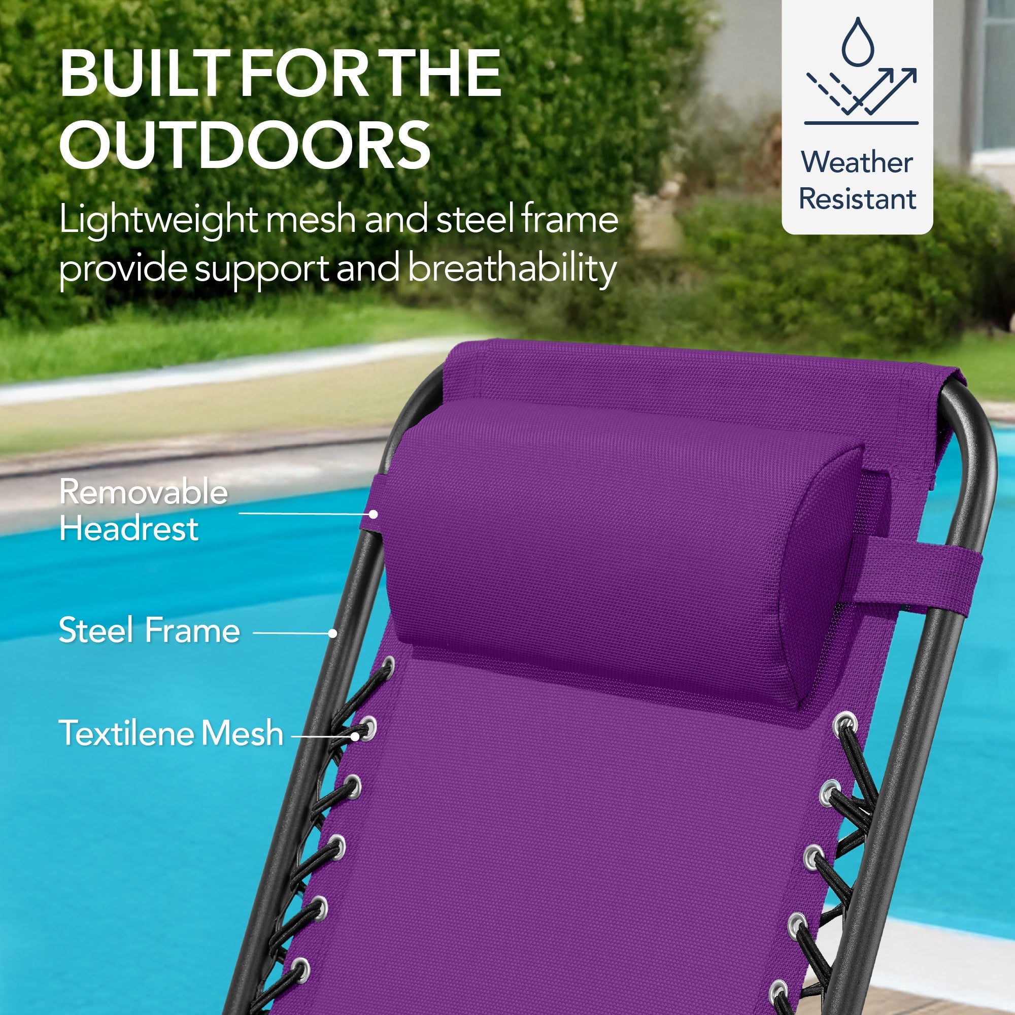 Folding Outdoor Zero Gravity Rocking Lounge Chair w/ Headrest Pillow