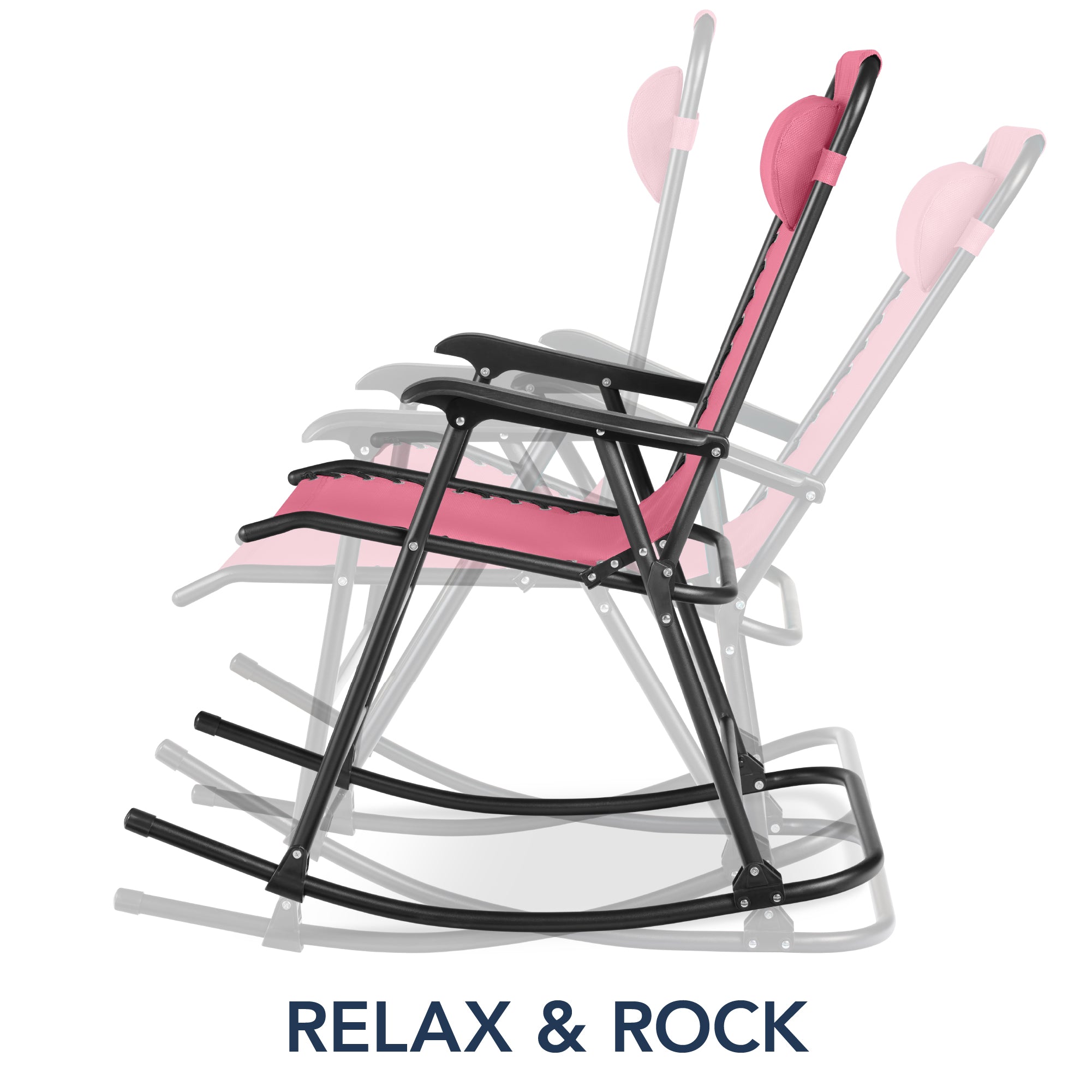 Folding Outdoor Zero Gravity Rocking Lounge Chair w/ Headrest Pillow