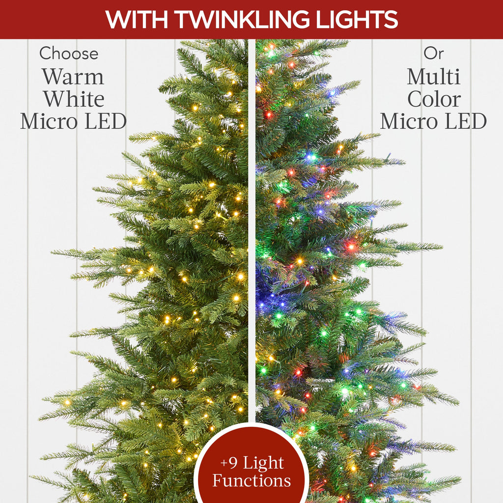 Pre-Lit Artificial Full Aspen Christmas Tree w/ 2-in-1 Twinkling Micro LEDs