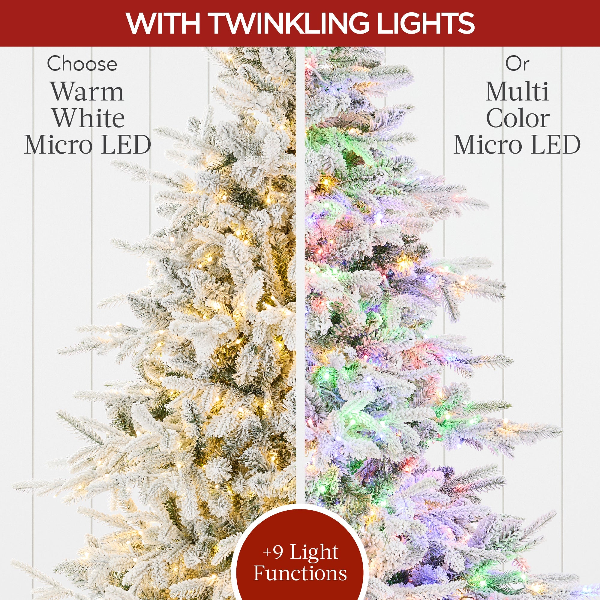Pre-Lit Flocked Full Aspen Christmas Tree w/ 2-in-1 Twinkling Micro LEDs