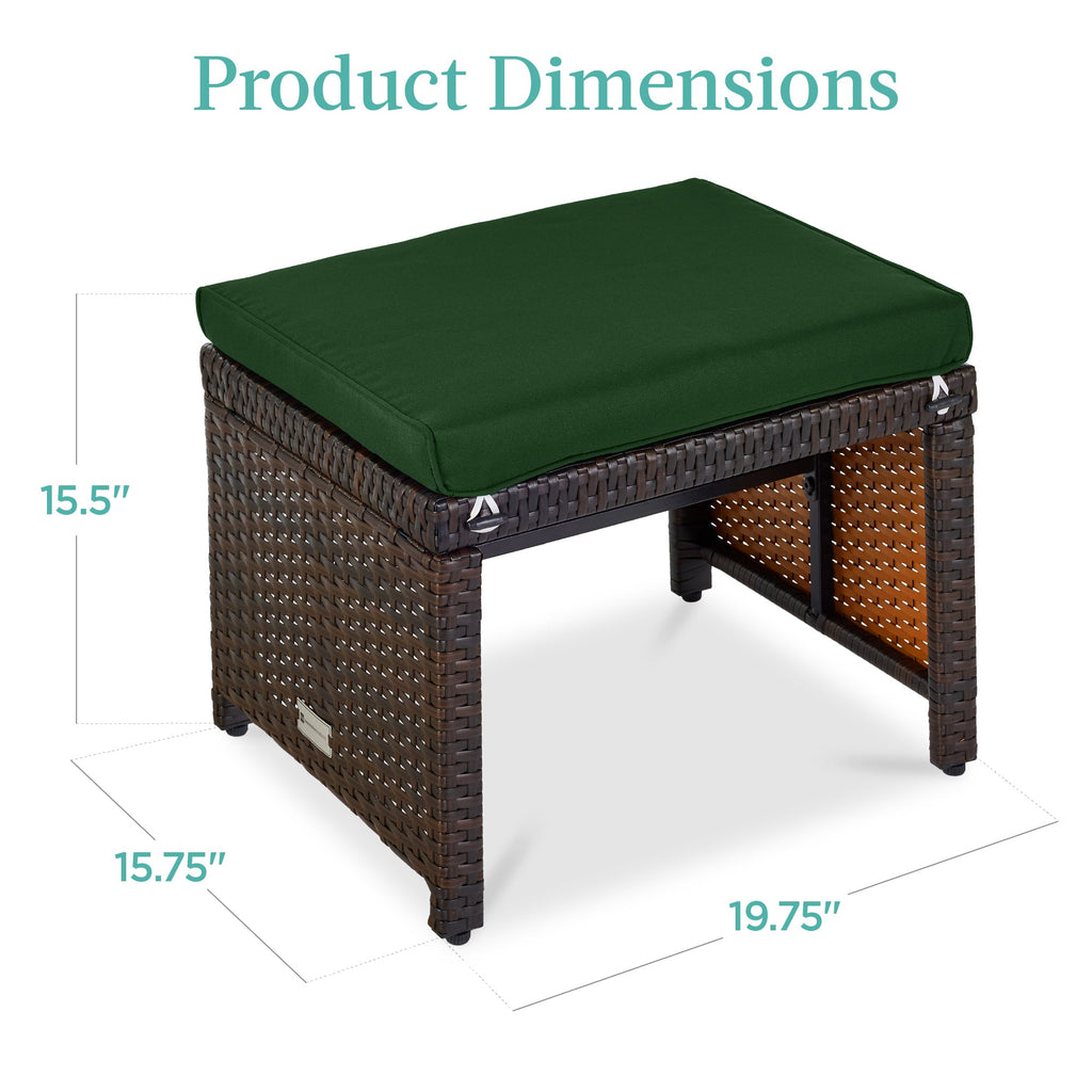 Set of 2 Multipurpose Wicker Ottomans w/ Removable Cushions, Steel Frame