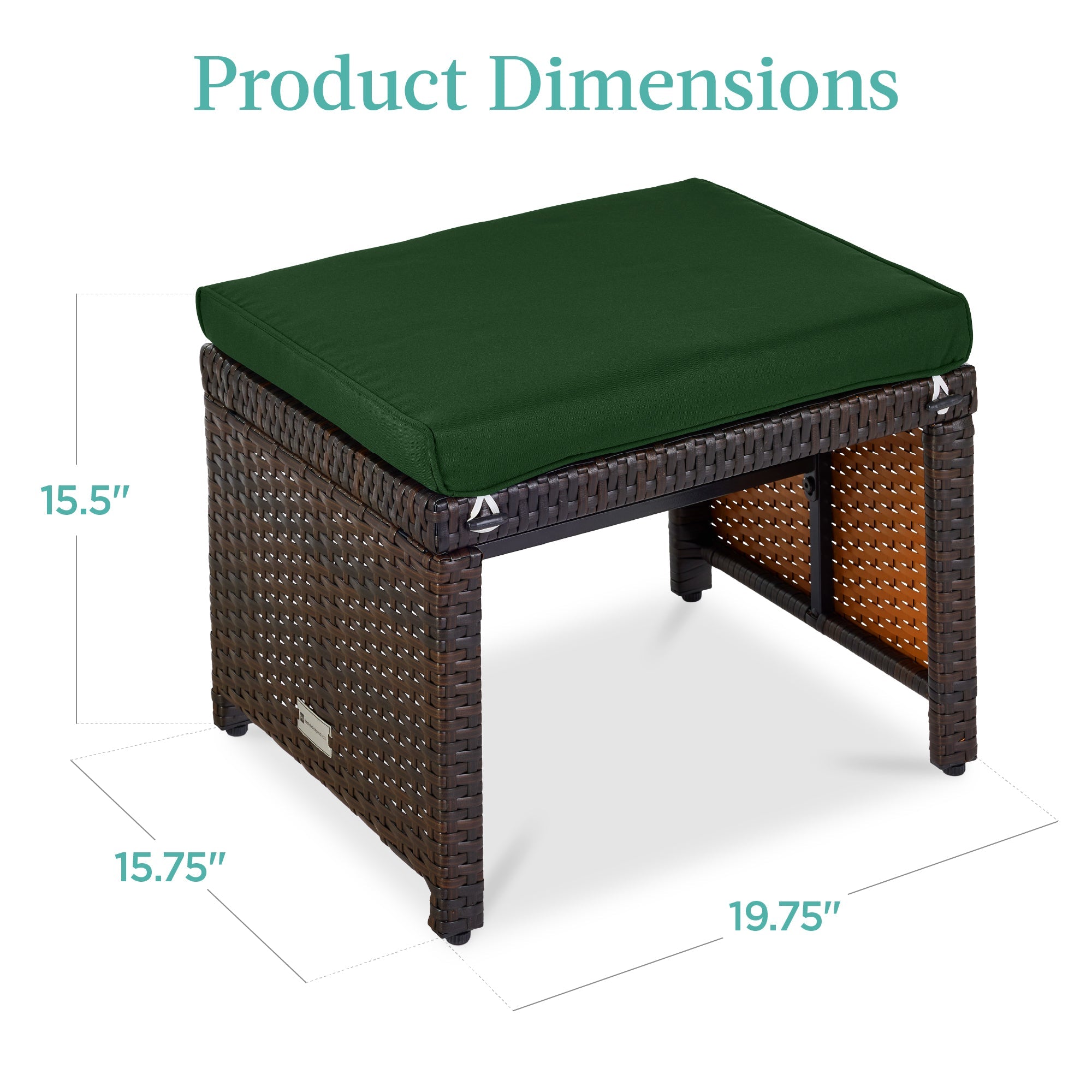 Set of 2 Multipurpose Wicker Ottomans w/ Removable Cushions, Steel Frame