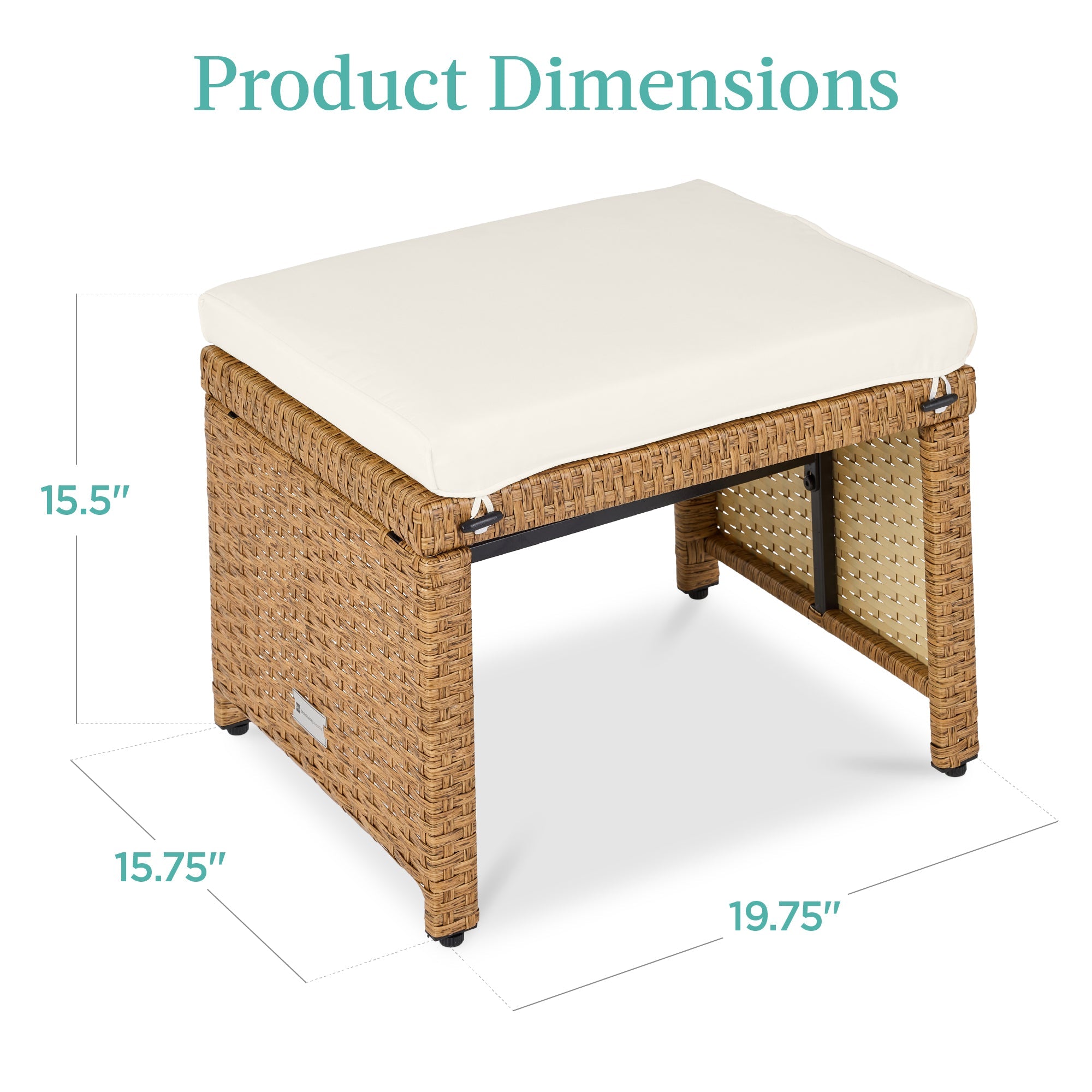 Set of 2 Multipurpose Wicker Ottomans w/ Removable Cushions, Steel Frame