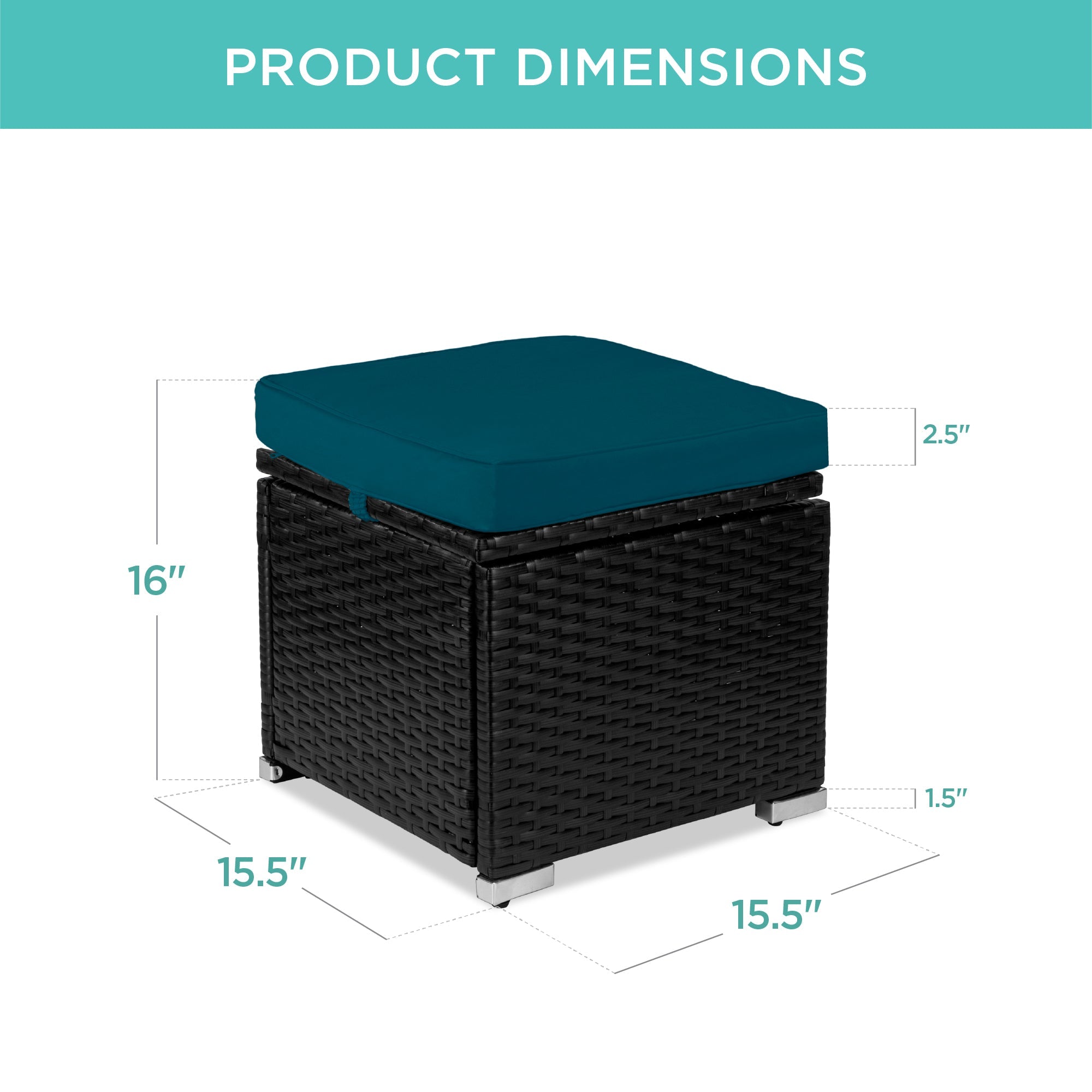 Set of 2 Wicker Ottomans, Multipurpose w/ Removable Cushions, Steel Frame