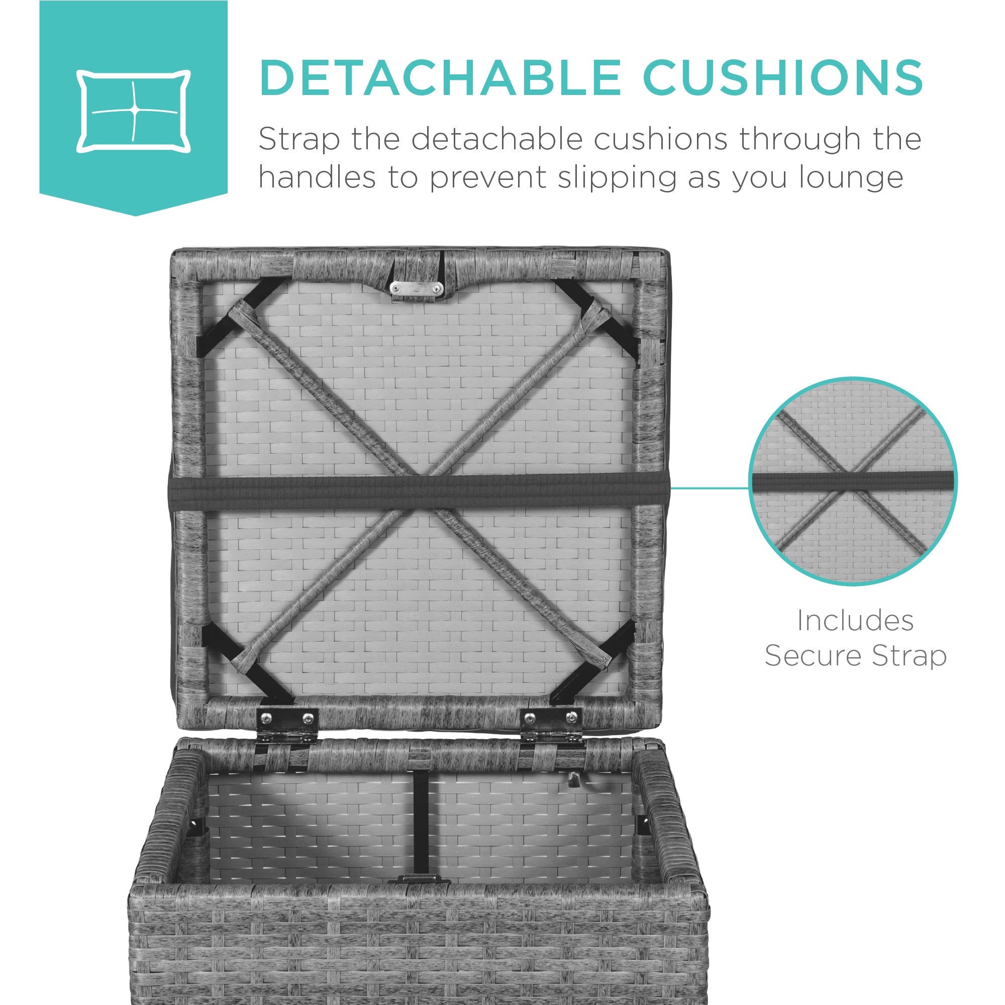 Set of 2 Wicker Ottomans, Multipurpose w/ Removable Cushions, Steel Frame