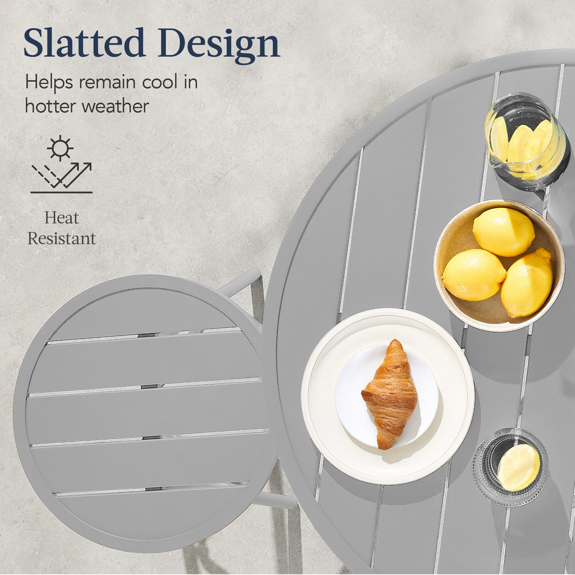 3-Piece Patio Bar Height Bistro Set w/ Backless Stools, Slatted Design