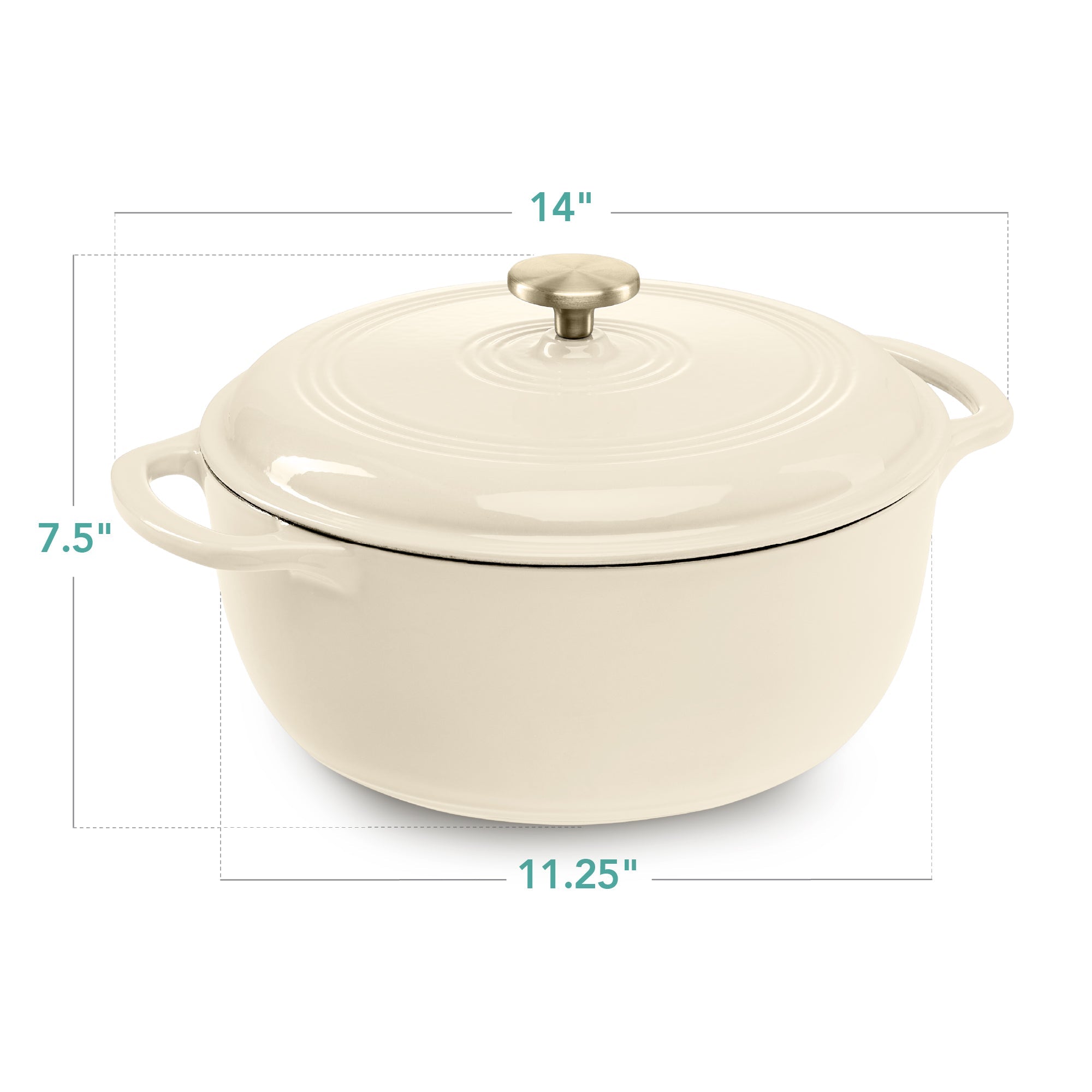 Cast-Iron Dutch Oven Kitchen Cookware w/ Enamel, Handles - 6qt