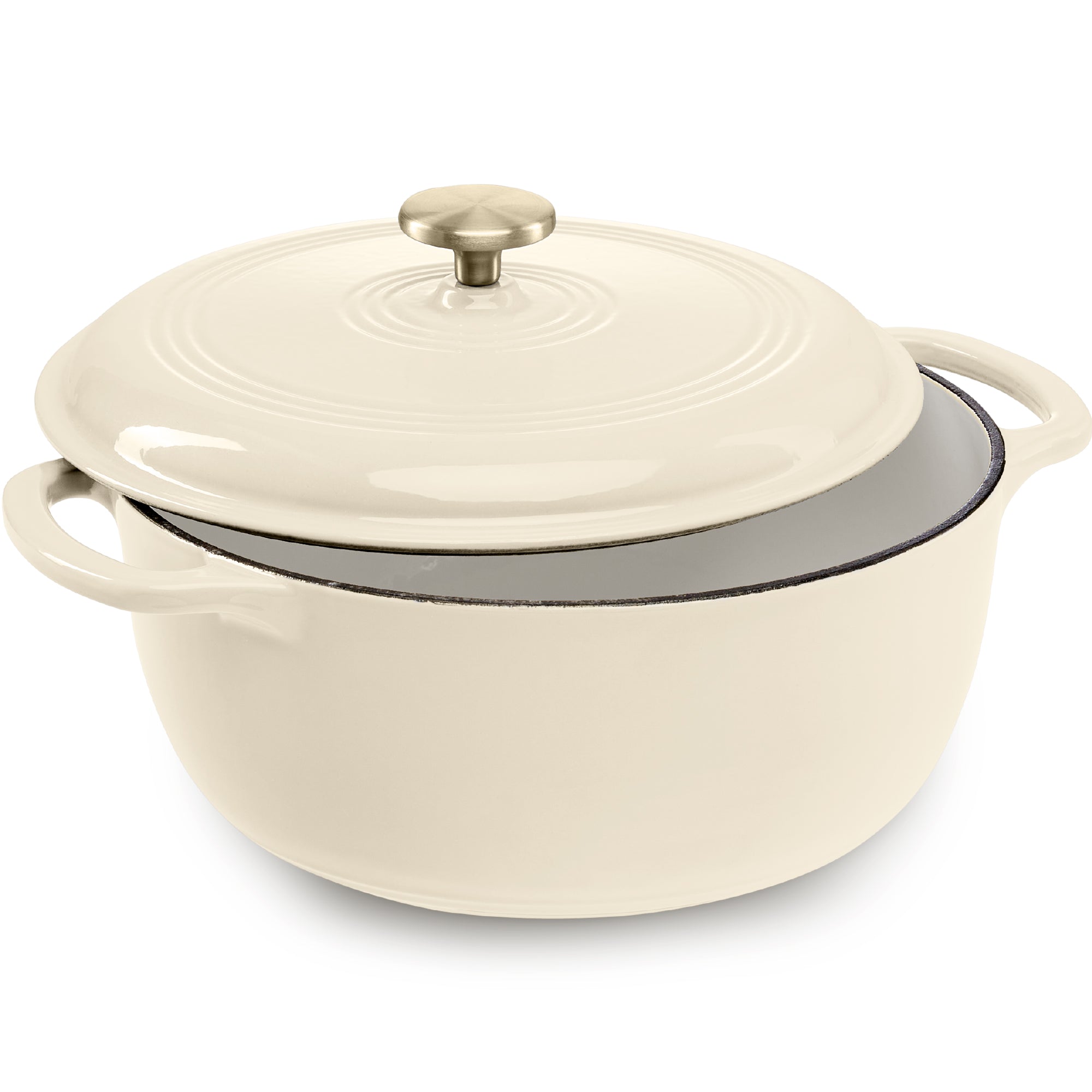 Cast-Iron Dutch Oven Kitchen Cookware w/ Enamel, Handles - 7.5qt