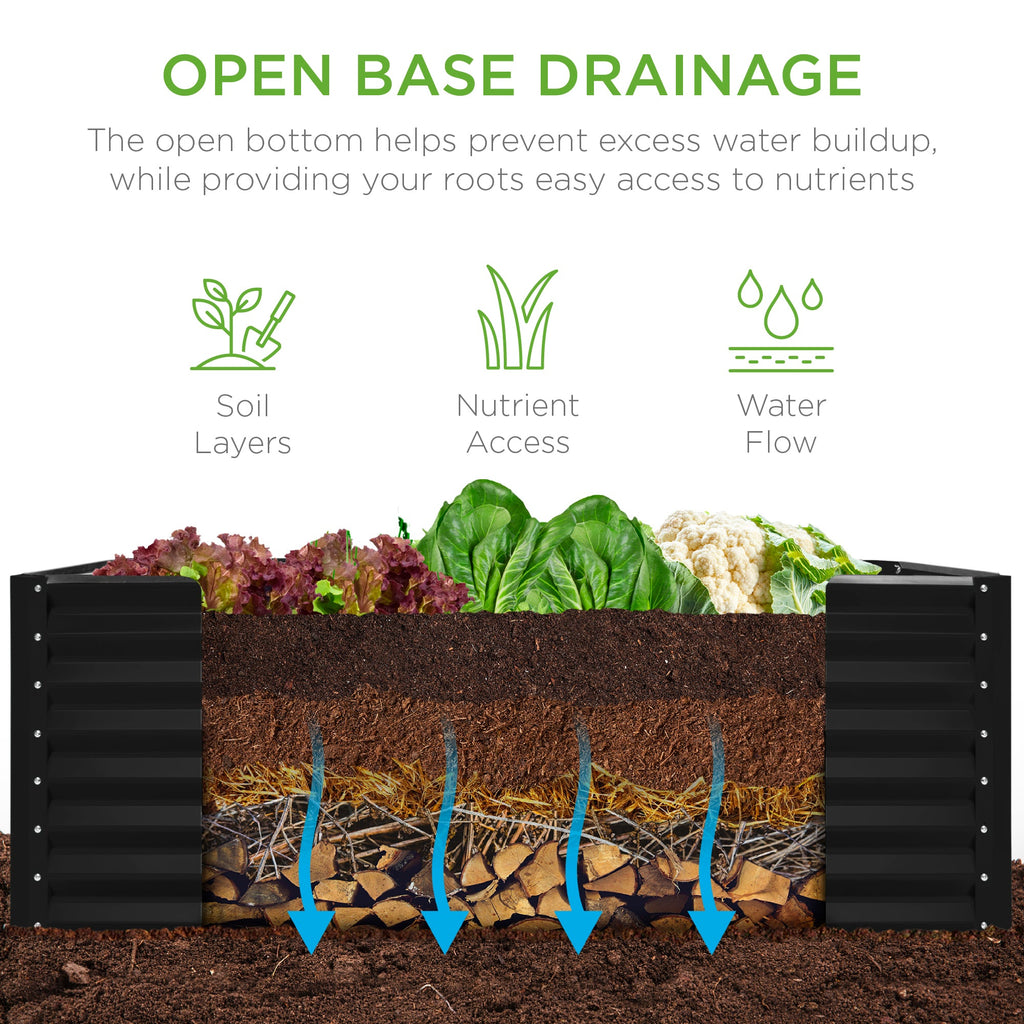 Outdoor Raised Metal Garden Bed for Vegetables, Flowers, Herbs - 4x2x2ft