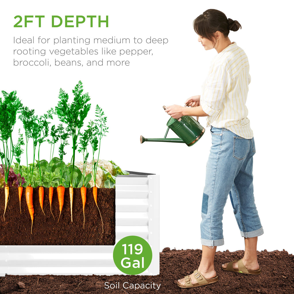 Outdoor Metal Raised Garden Bed for Vegetables, Flowers, Herbs - 4x2x2ft