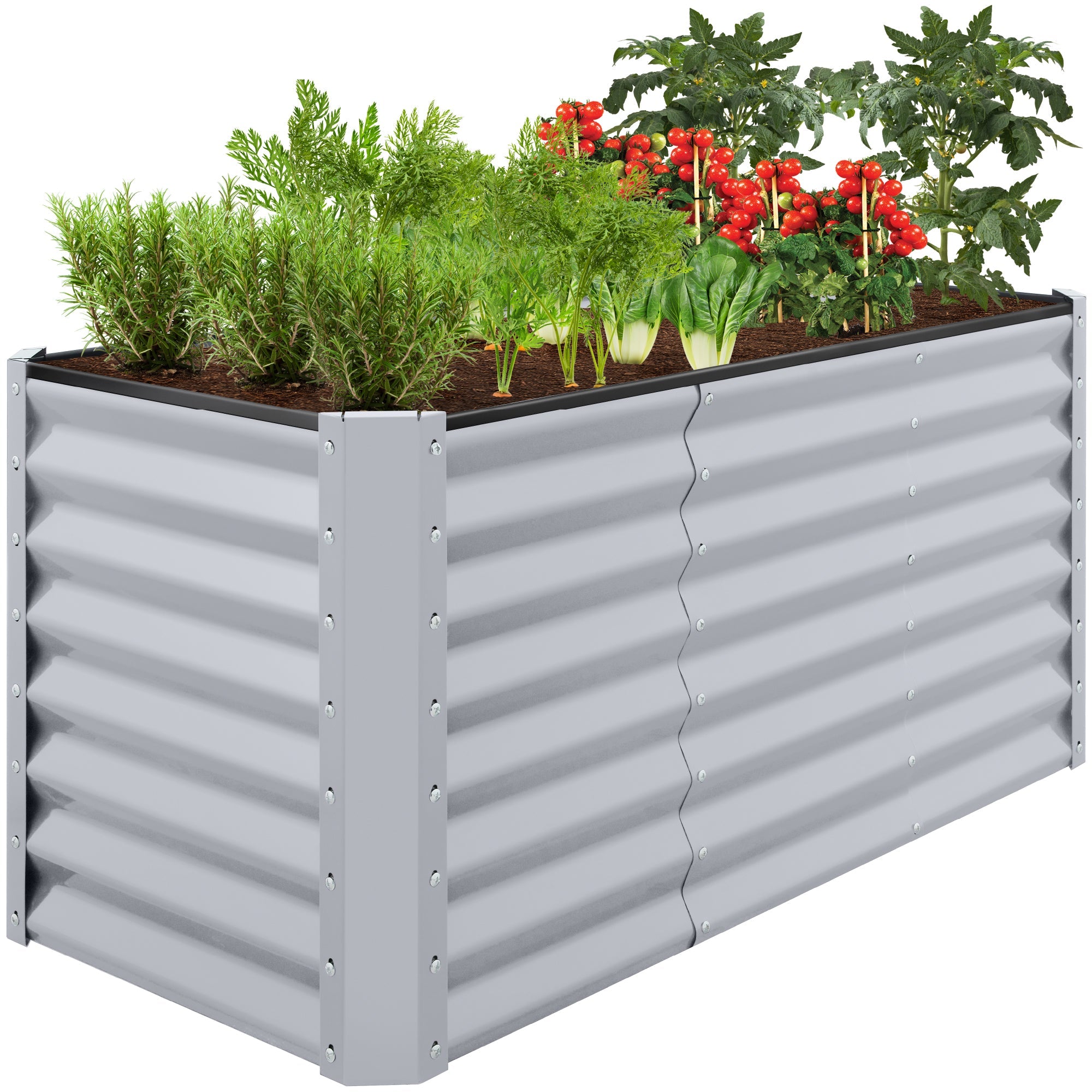 Outdoor Raised Metal Garden Bed for Vegetables, Flowers, Herbs - 4x2x2ft