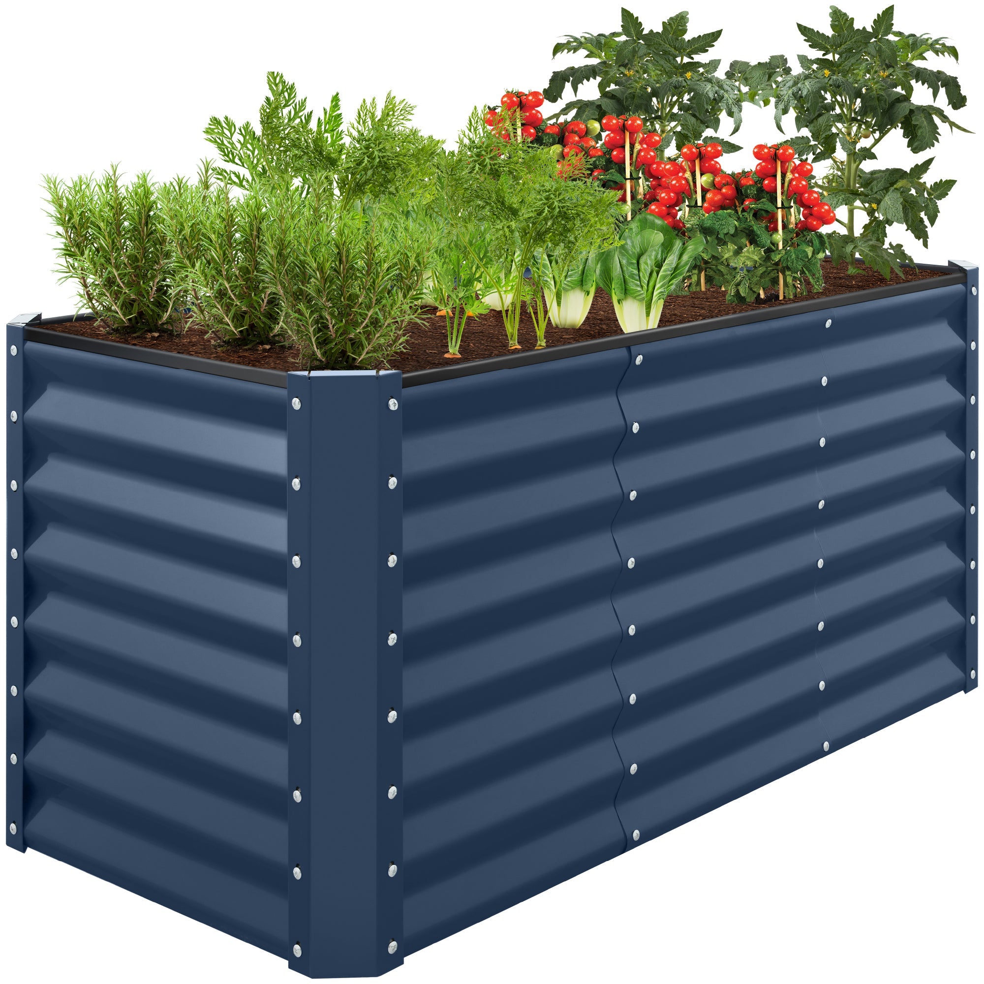 Outdoor Raised Metal Garden Bed for Vegetables, Flowers, Herbs - 4x2x2ft