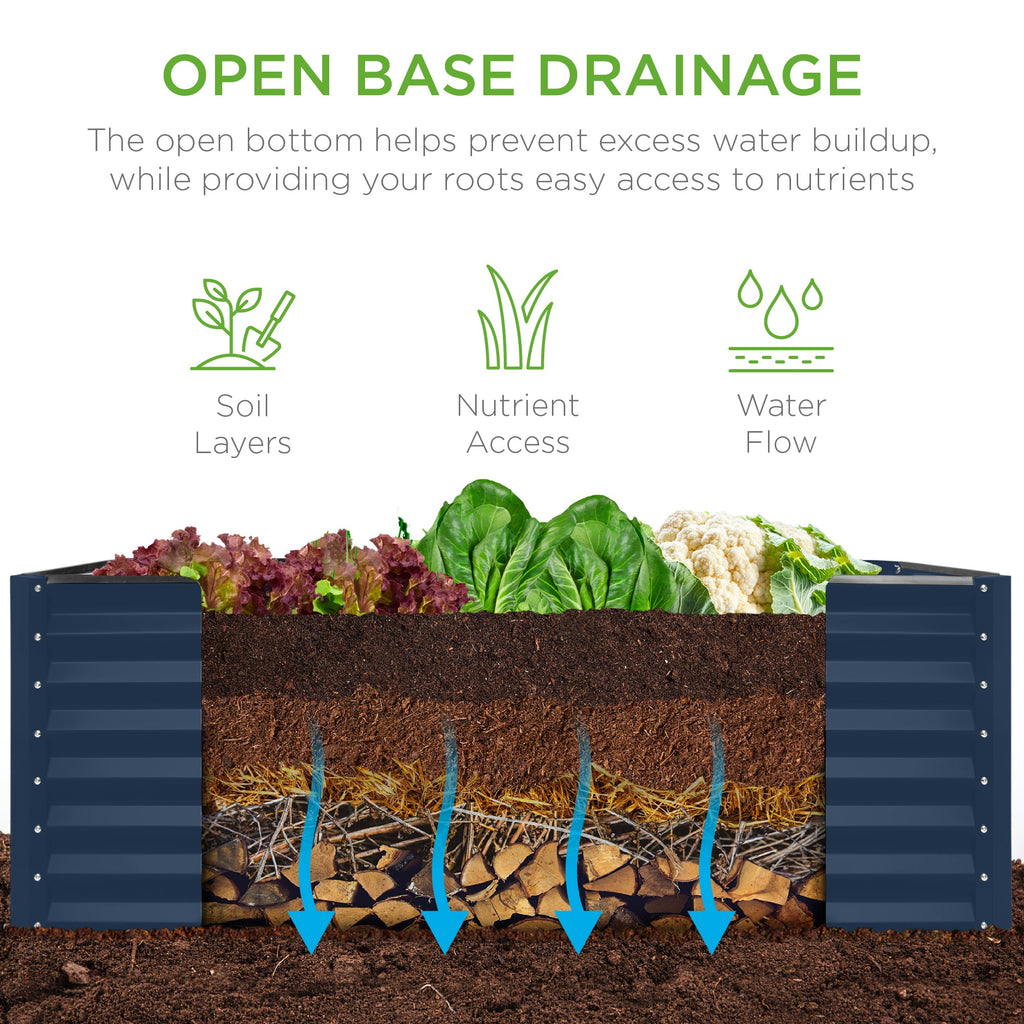 Outdoor Raised Metal Garden Bed for Vegetables, Flowers, Herbs - 4x2x2ft