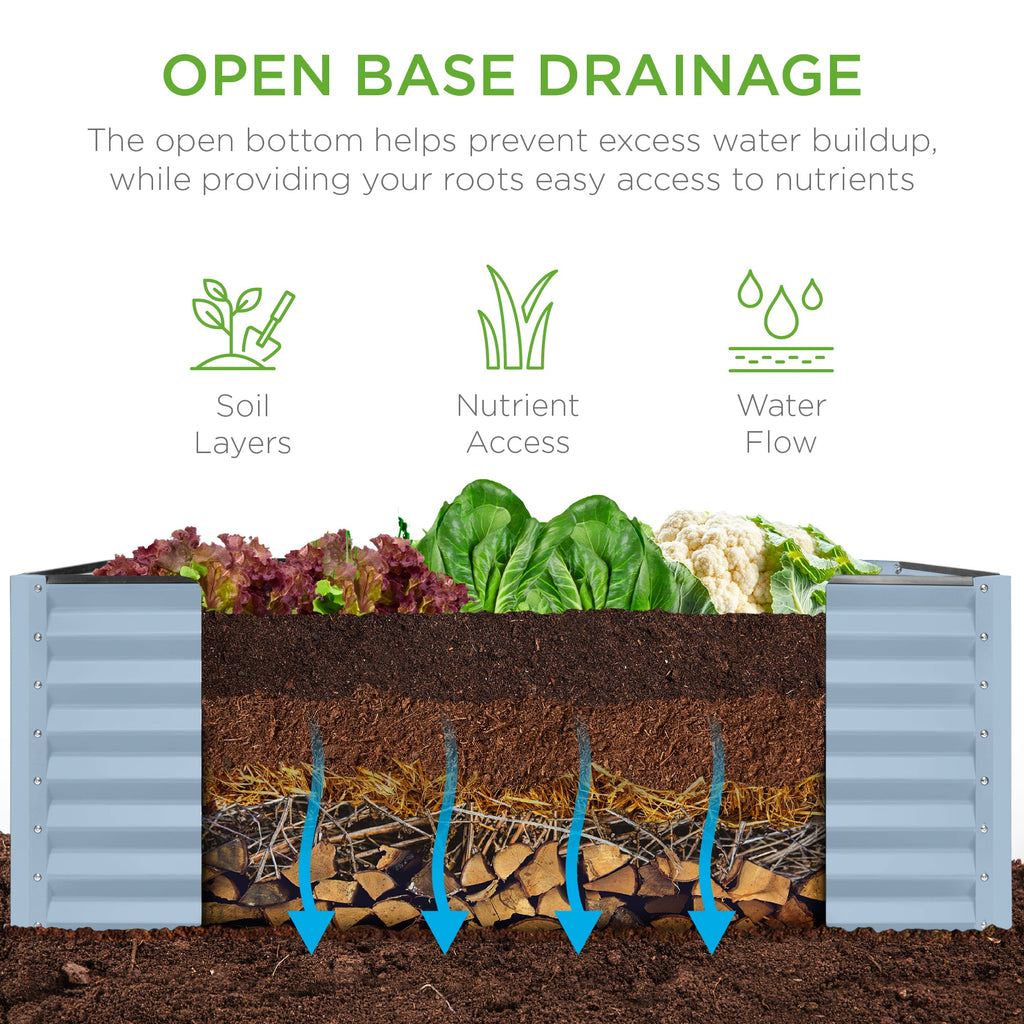Outdoor Raised Metal Garden Bed for Vegetables, Flowers, Herbs - 4x2x2ft