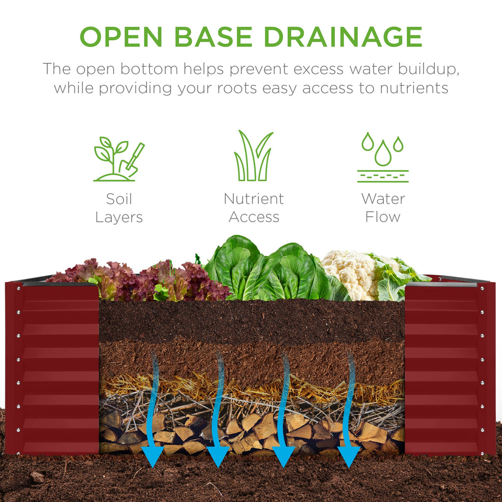 Outdoor Raised Metal Garden Bed for Vegetables, Flowers, Herbs - 4x2x2ft