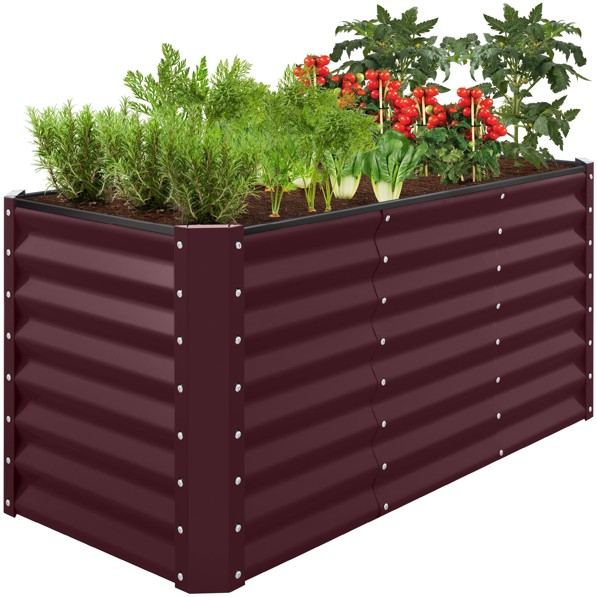 Outdoor Metal Raised Garden Bed for Vegetables, Flowers, Herbs - 4x2x2ft