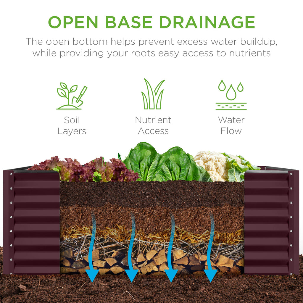 Outdoor Metal Raised Garden Bed for Vegetables, Flowers, Herbs - 4x2x2ft