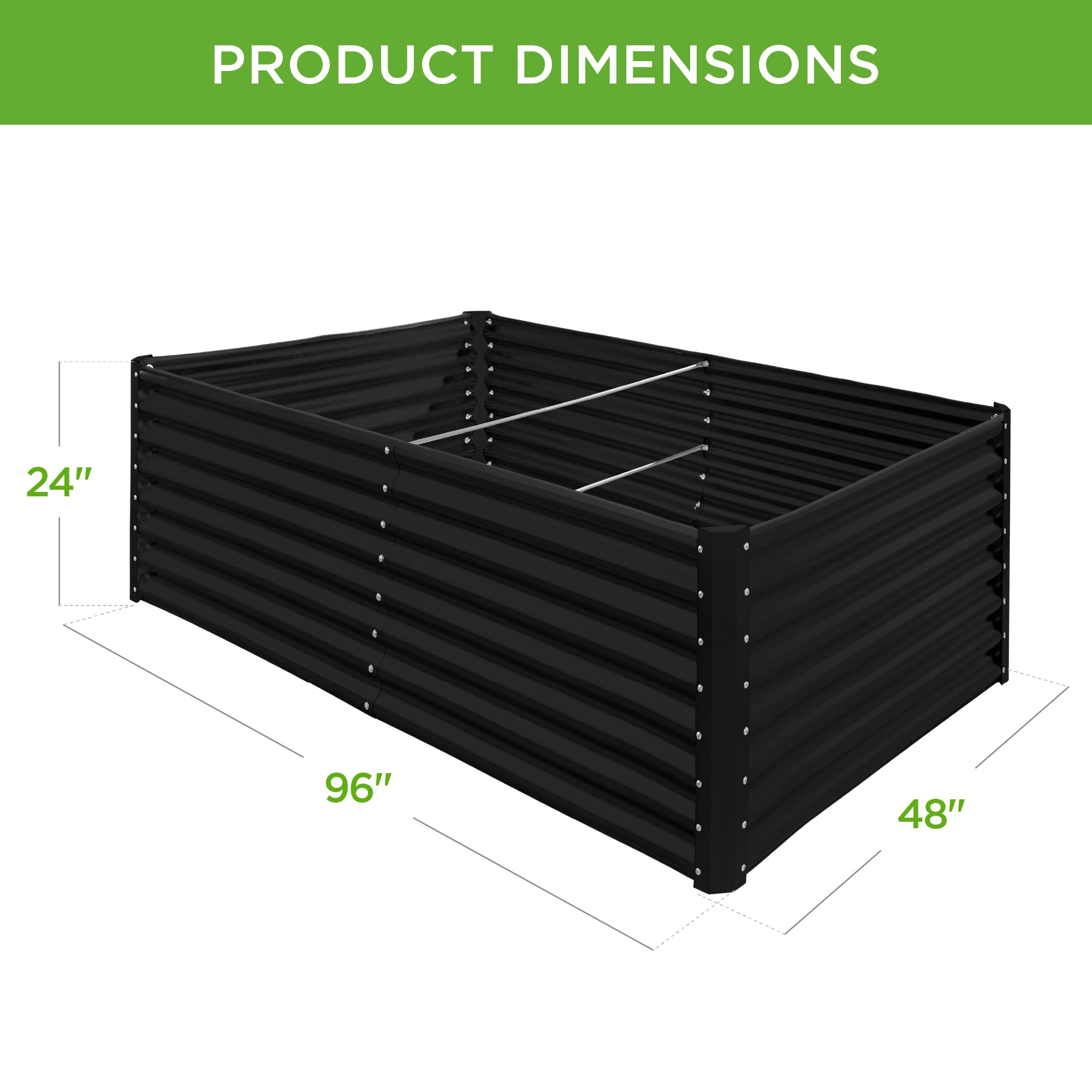 Outdoor Metal Raised Garden Bed for Vegetables, Flowers, Herbs - 8x4x2ft