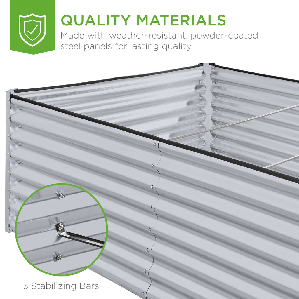 Outdoor Metal Raised Garden Bed for Vegetables, Flowers, Herbs - 8x4x2ft