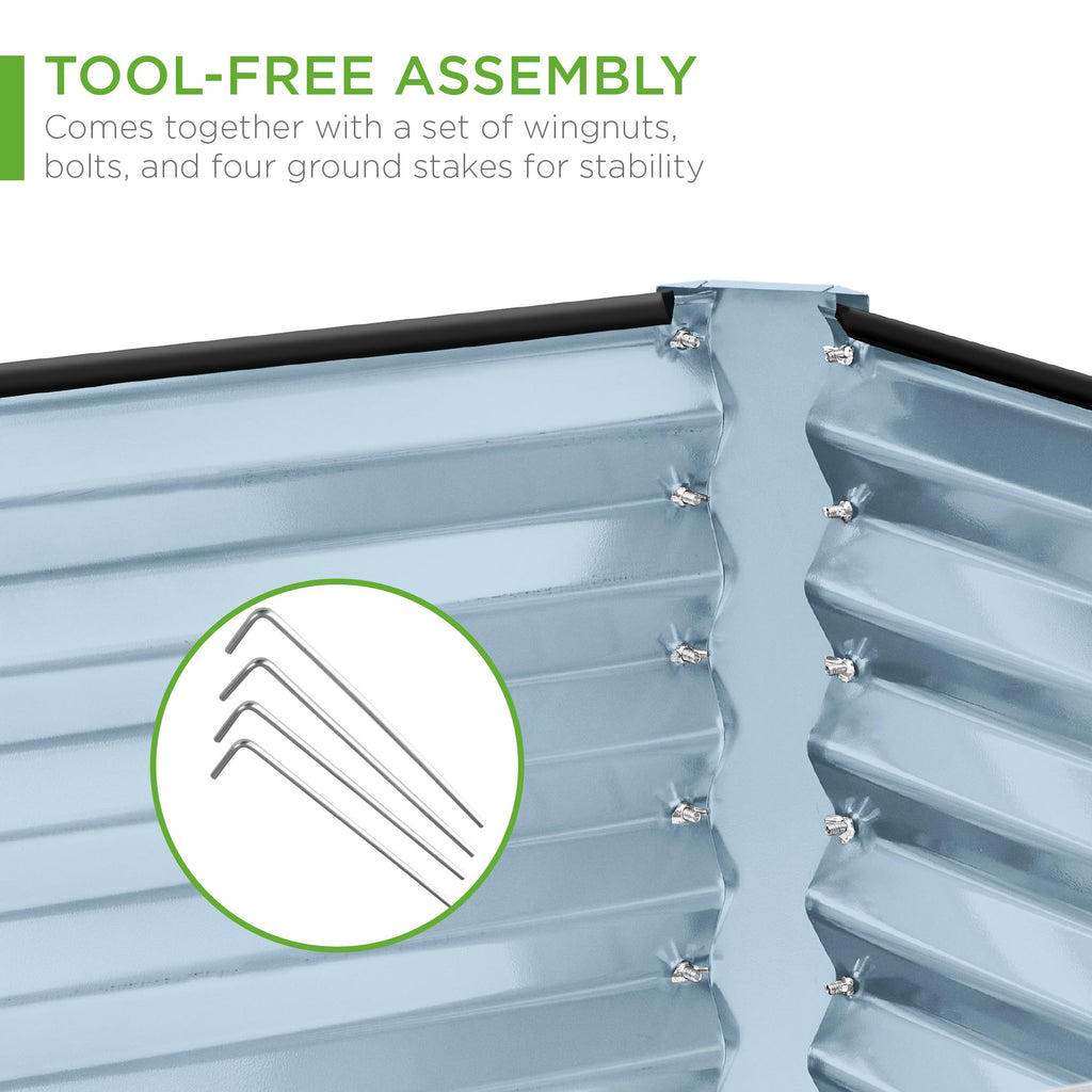 Outdoor Metal Raised Garden Bed for Vegetables, Flowers, Herbs - 8x4x2ft