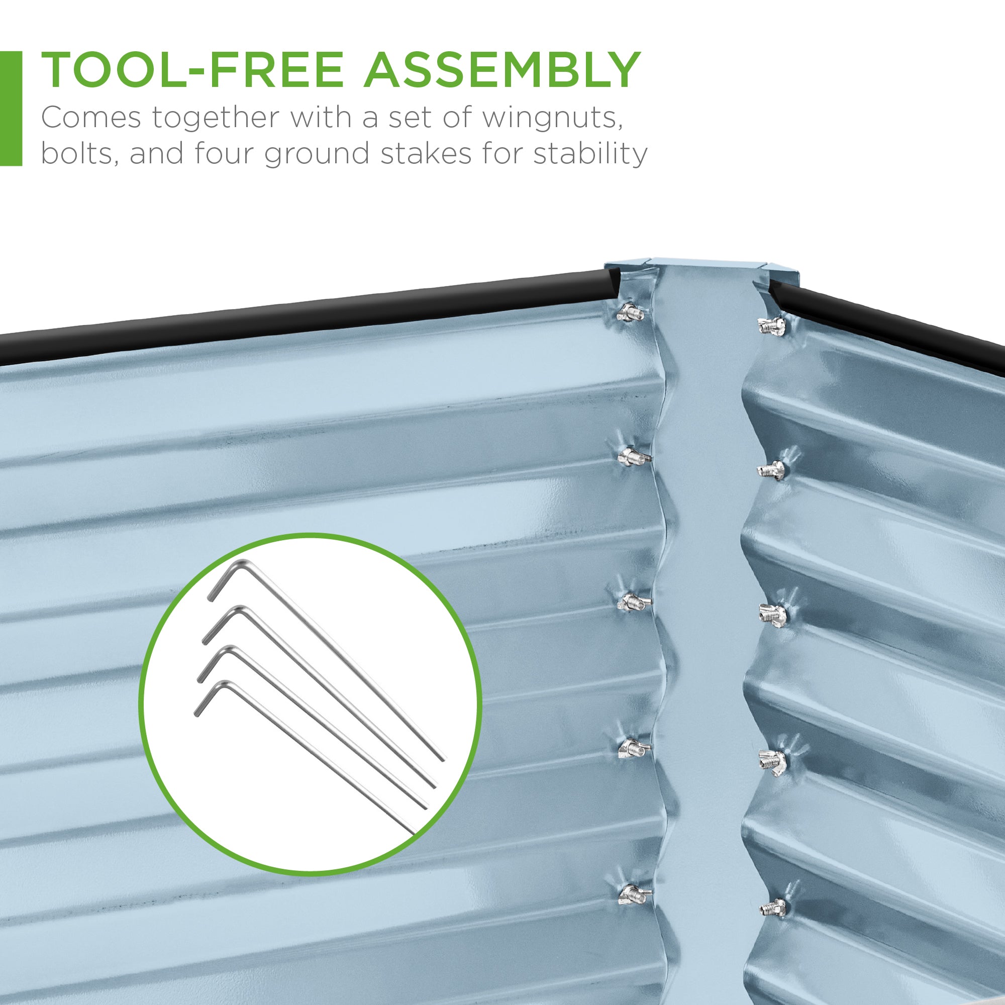 Outdoor Metal Raised Garden Bed for Vegetables, Flowers, Herbs - 8x4x2ft