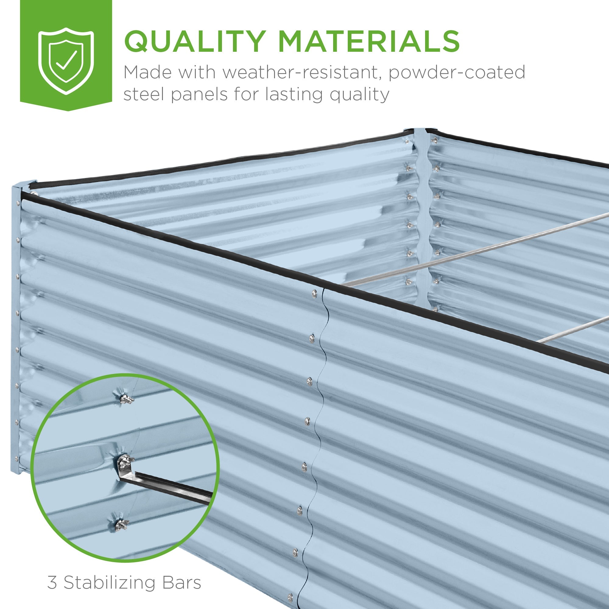 Outdoor Metal Raised Garden Bed for Vegetables, Flowers, Herbs - 8x4x2ft