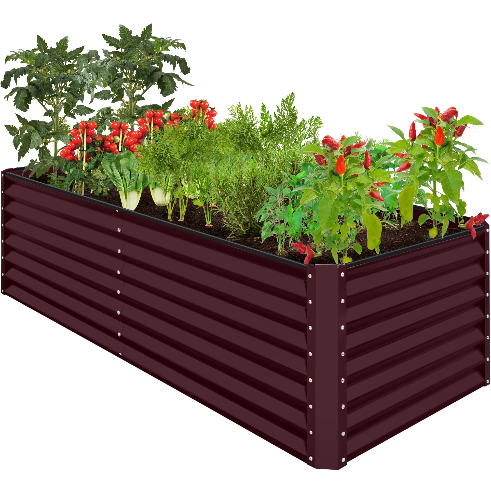 Outdoor Metal Raised Garden Bed for Vegetables, Flowers, Herbs - 8x4x2ft