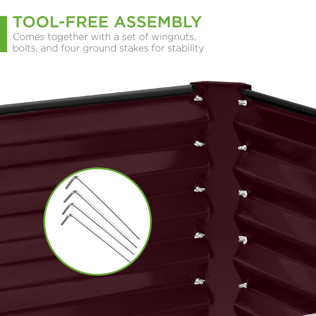 Outdoor Metal Raised Garden Bed for Vegetables, Flowers, Herbs - 8x4x2ft